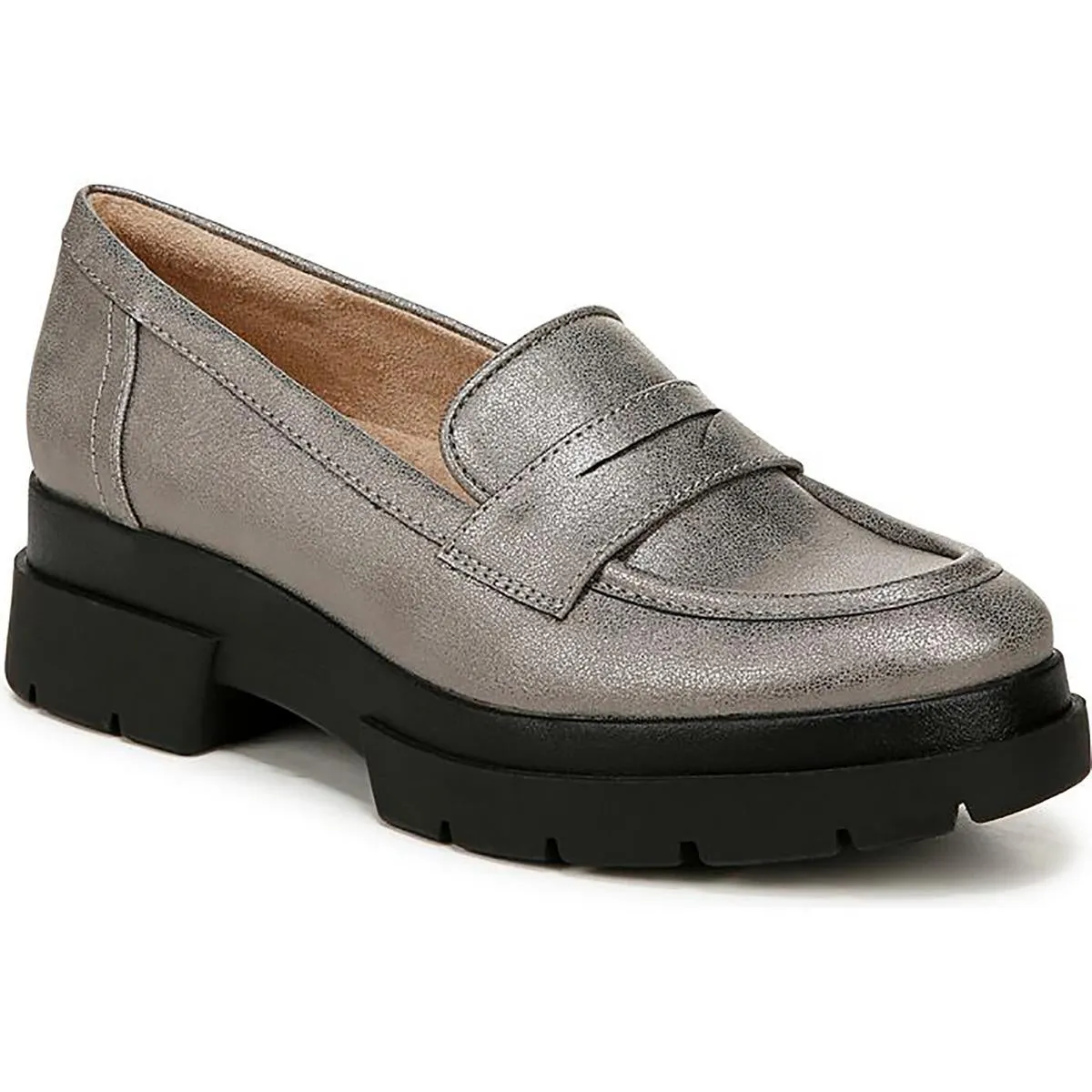 Ophelia Womens Faux Leather Penny Loafers