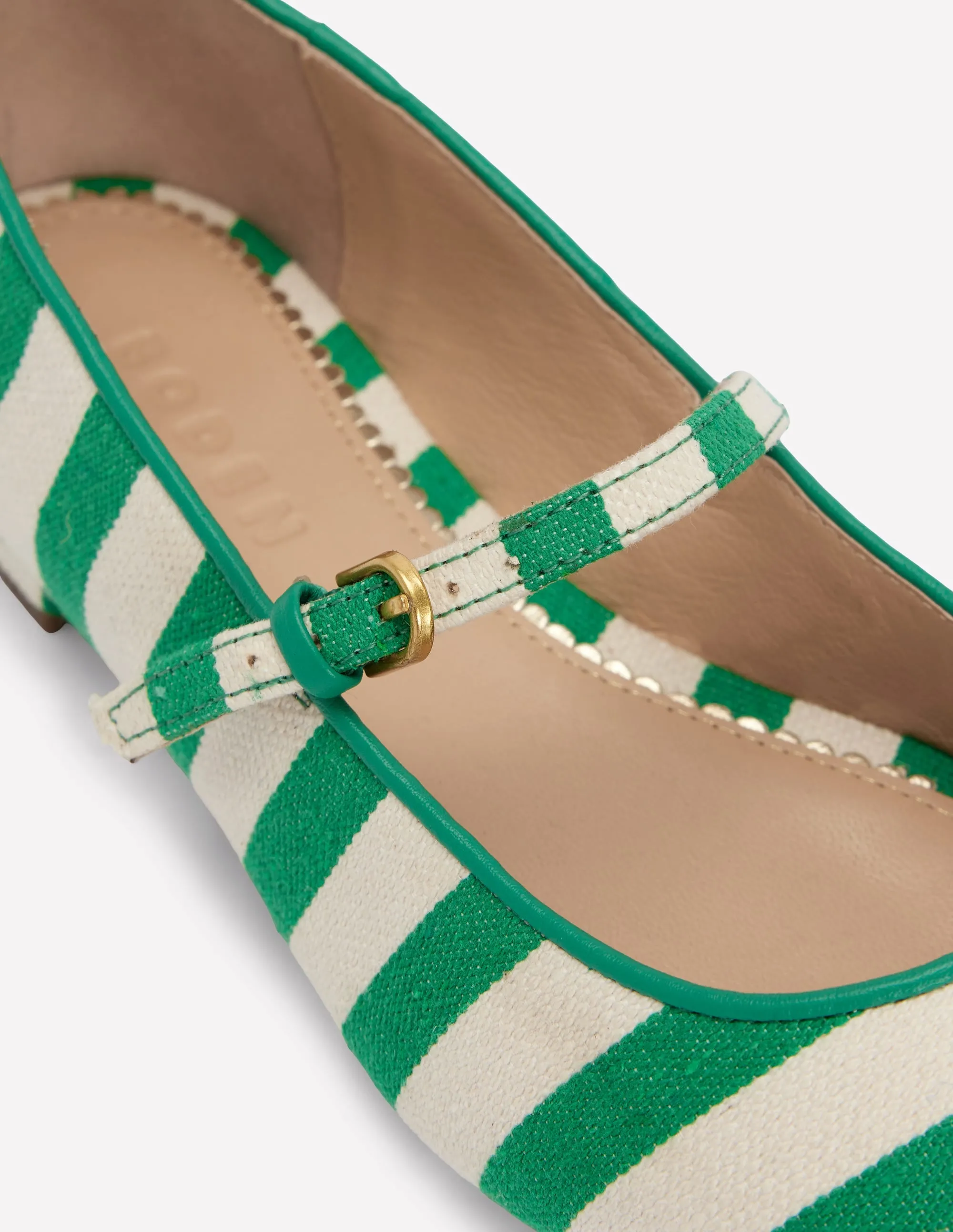 Penelope Mary Jane Flat-Rich Emerald Stripe