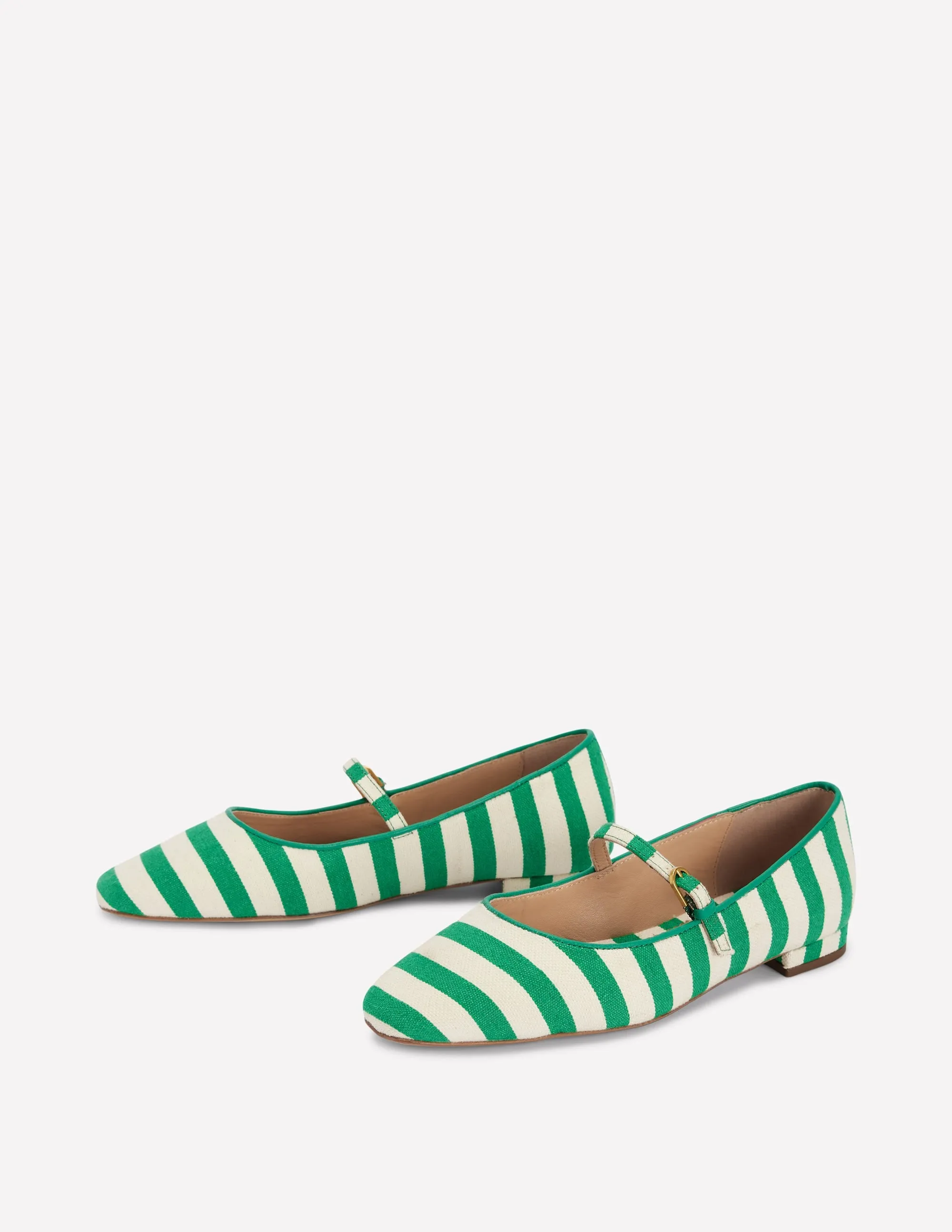 Penelope Mary Jane Flat-Rich Emerald Stripe