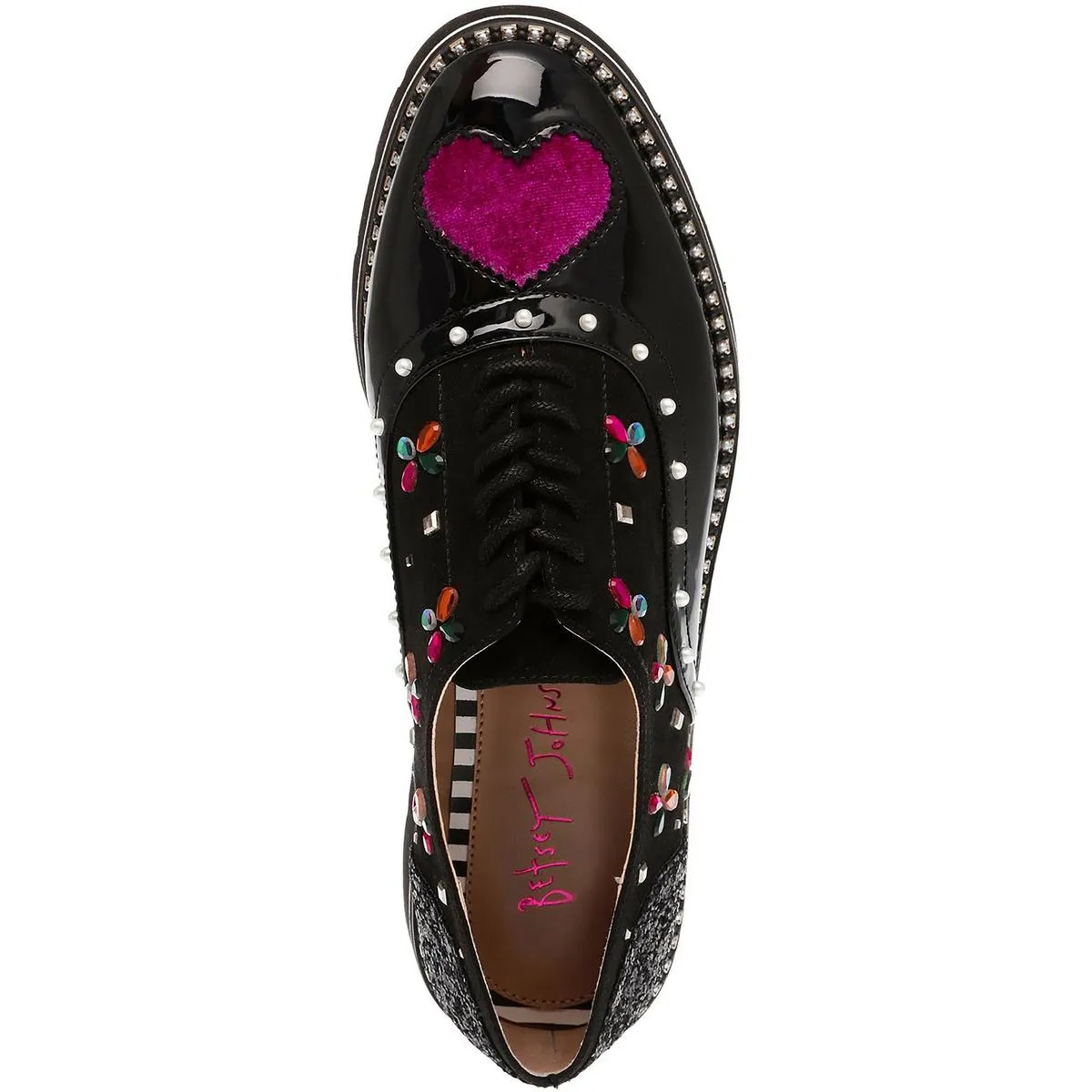PIXXY Womens Patent Embellished Loafers