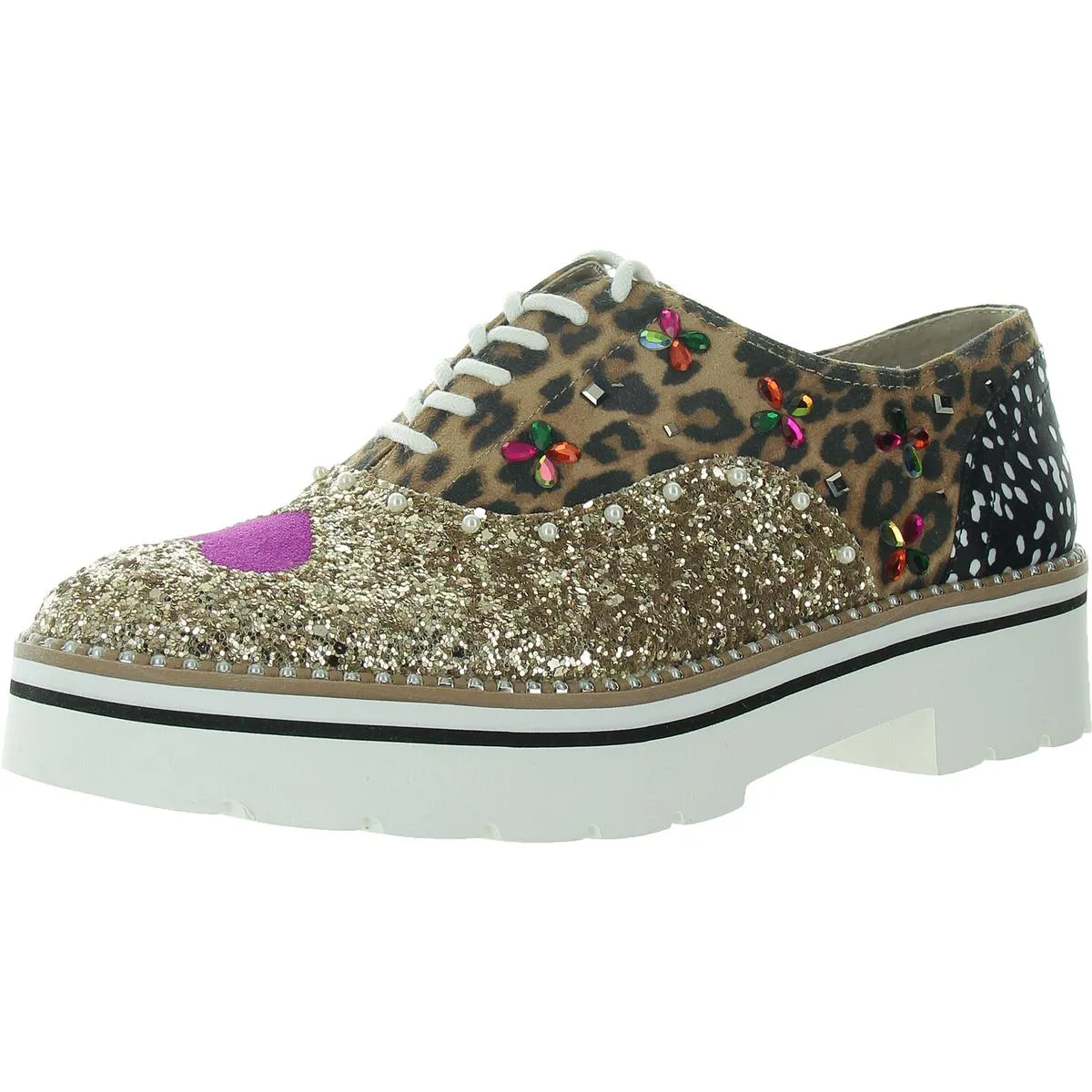 PIXXY Womens Patent Embellished Loafers