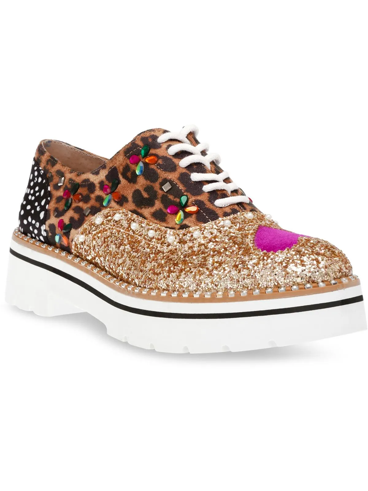 PIXXY Womens Patent Embellished Loafers