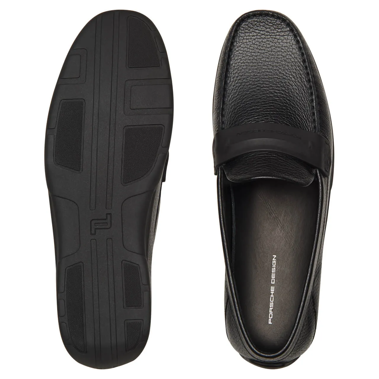 Porsche Design Driver Black Calf Grain Moccasins