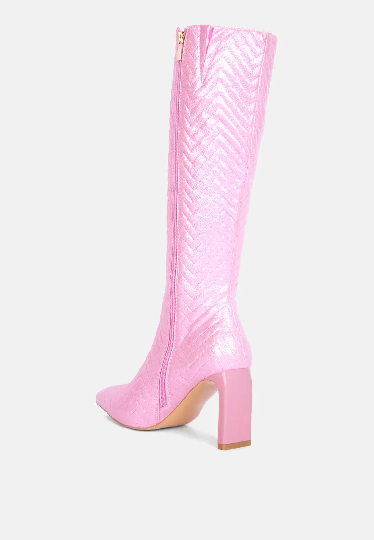 prinkles quilted italian block heel calf boots