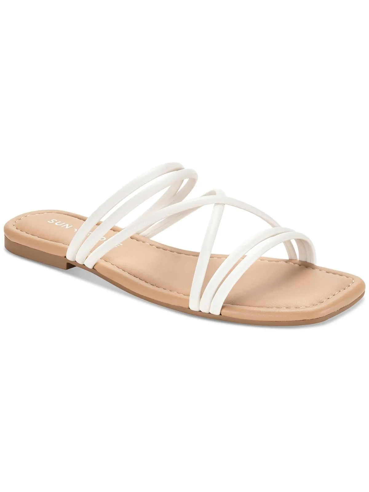 Quinley Womens Slip On Square Toe Strappy Sandals