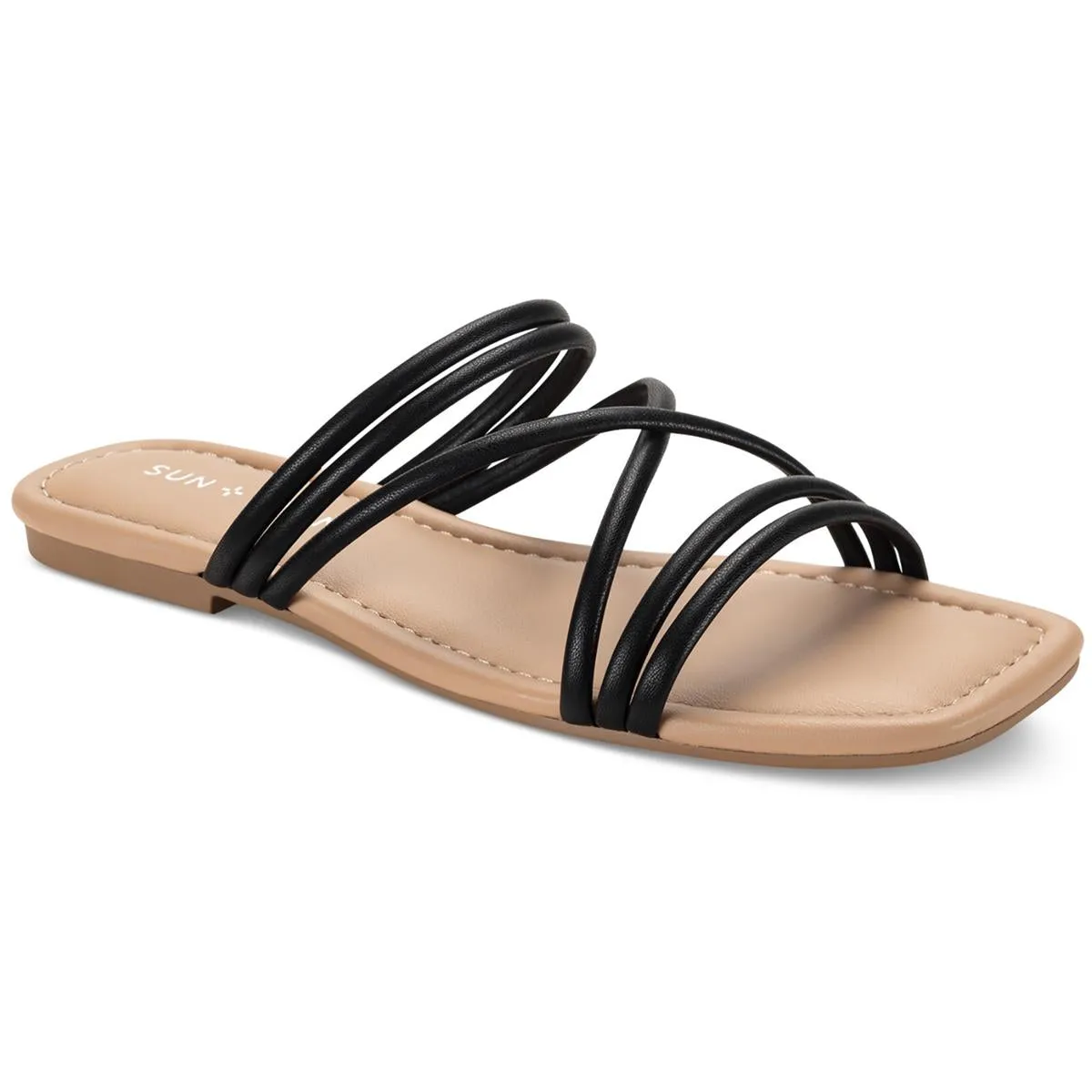Quinley Womens Slip On Square Toe Strappy Sandals
