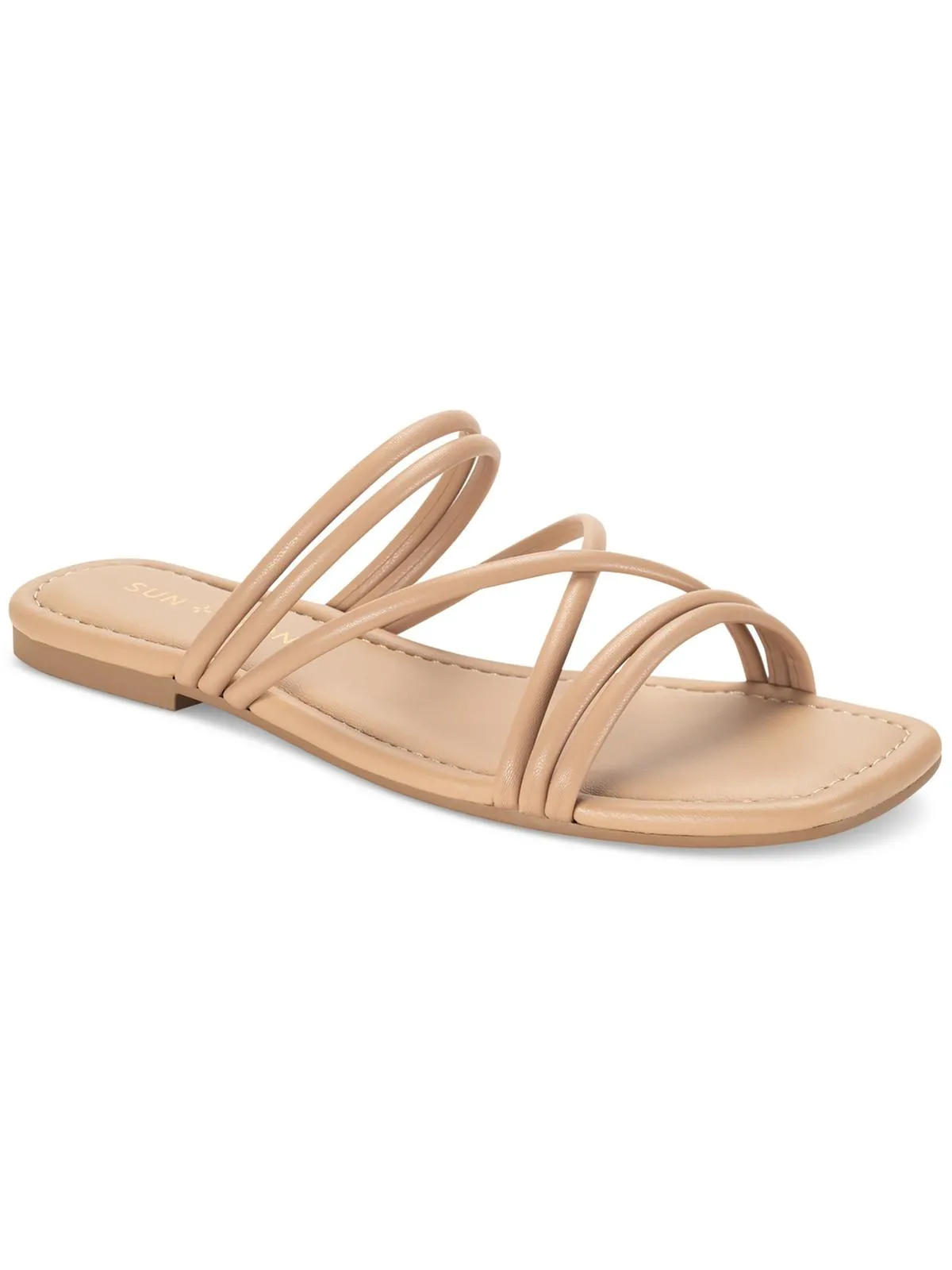 Quinley Womens Slip On Square Toe Strappy Sandals