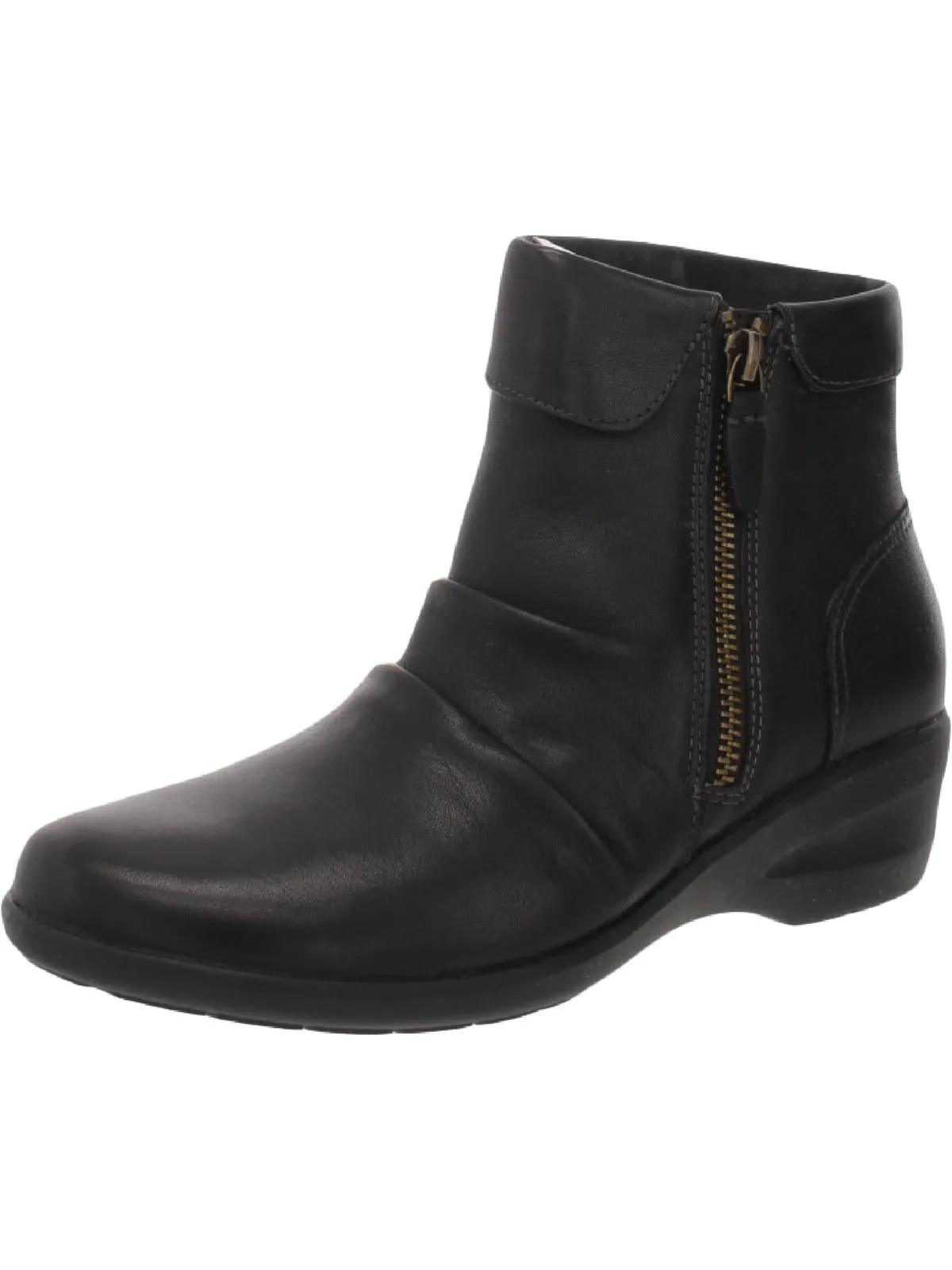 Rosely Zip Womens Leather Scrunch Ankle Boots