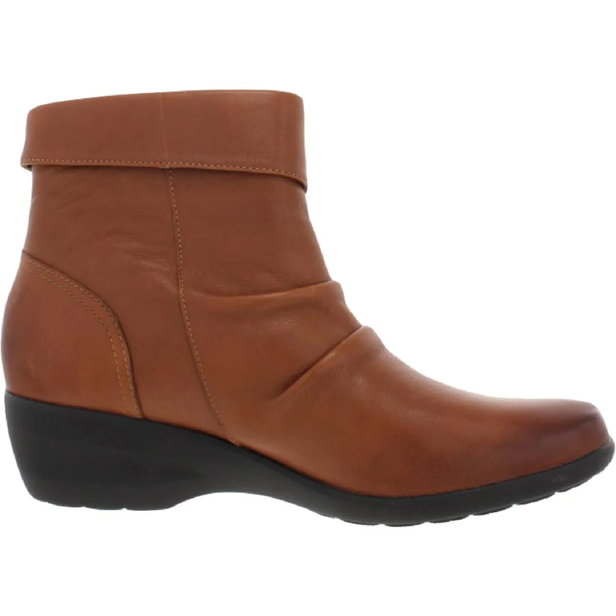 Rosely Zip Womens Leather Scrunch Ankle Boots