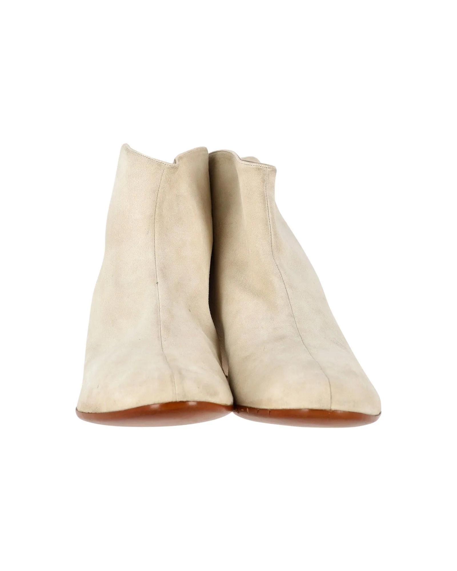 Salvatore Ferragamo Limited Edition Flat Ankle Boots in Cream Suede