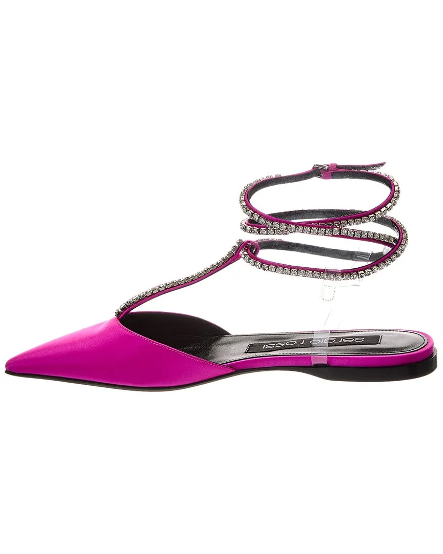 Sergio Rossi Ankle Strap Satin Flat