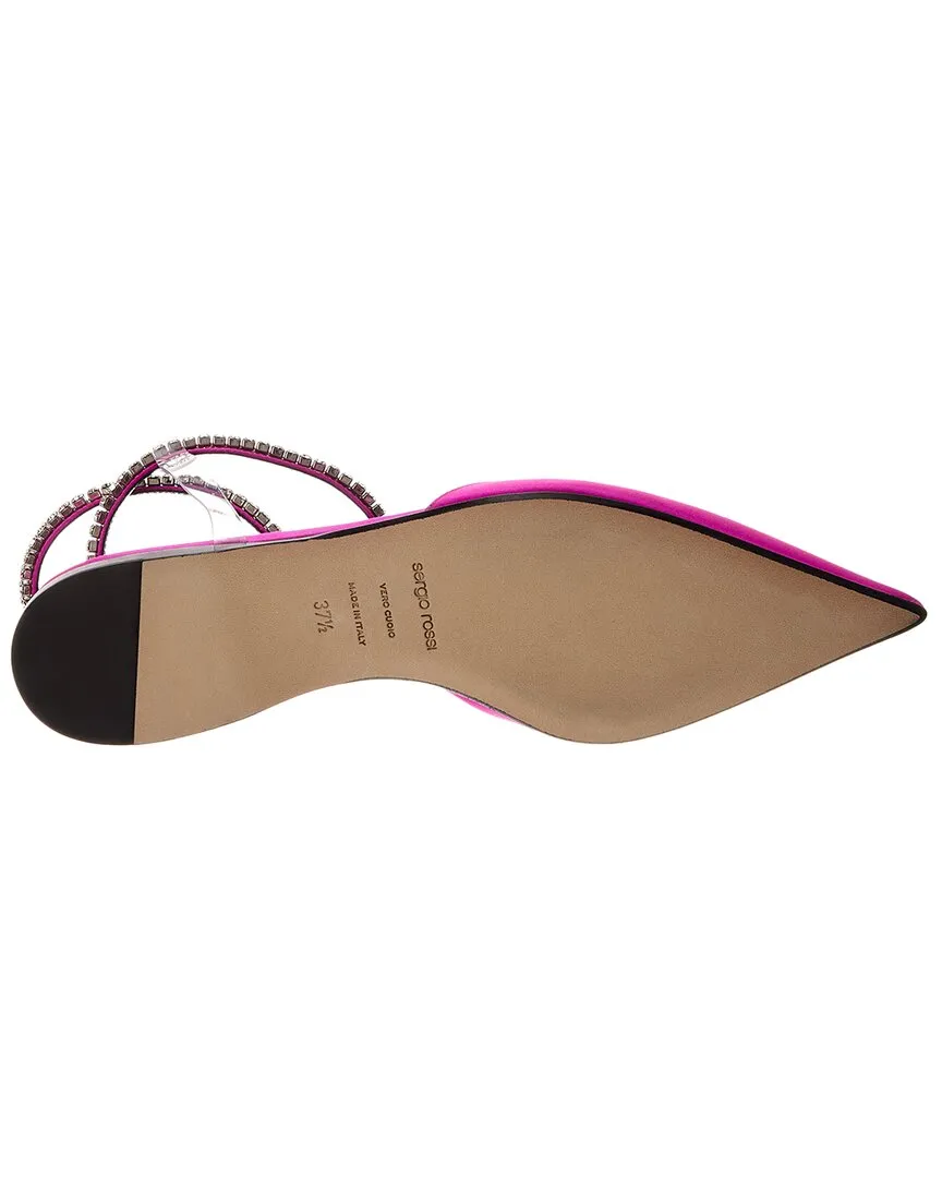 Sergio Rossi Ankle Strap Satin Flat