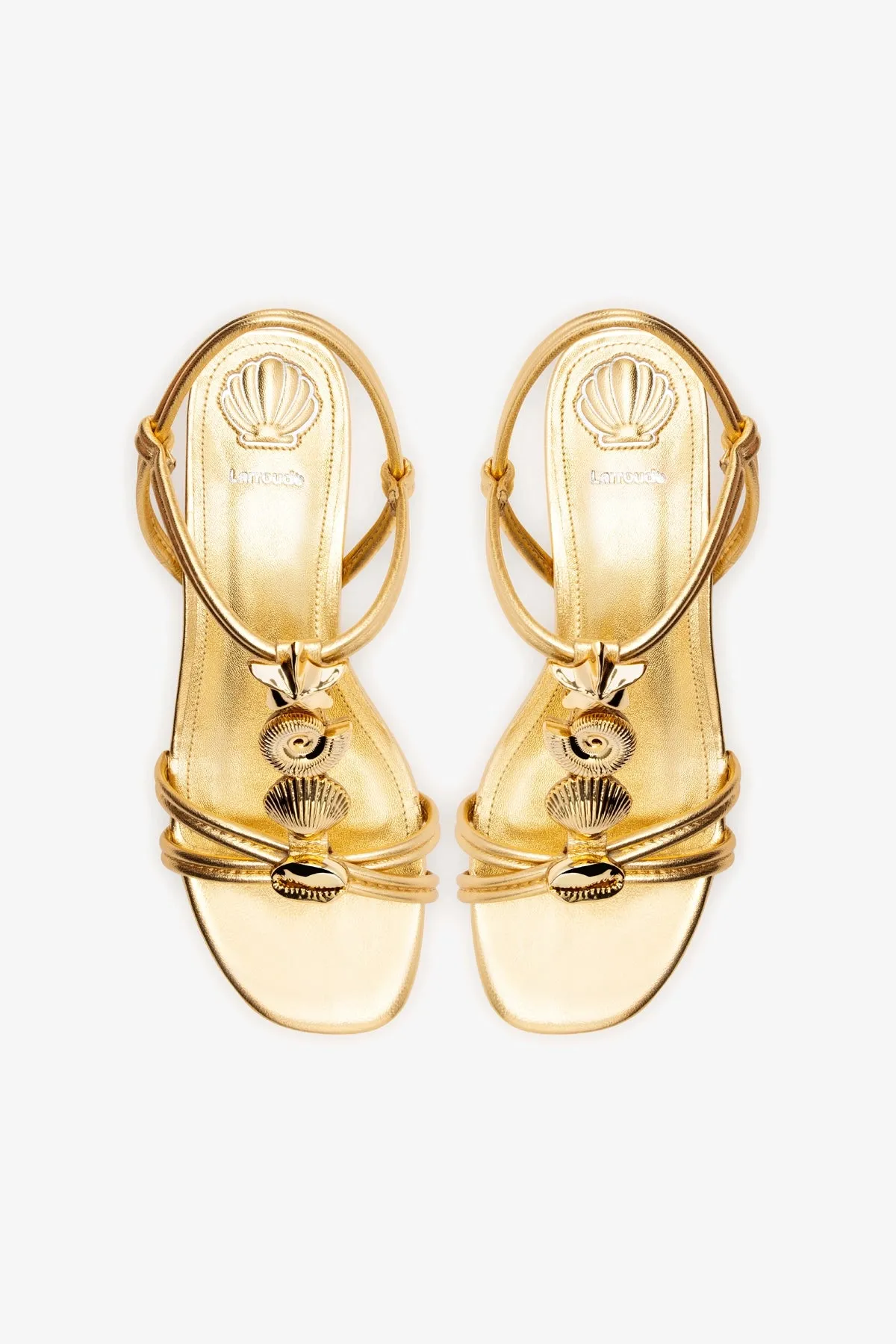 Shelly Flat Sandal In Gold Metallic Leather