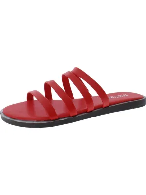 Sloan Four Band Womens Faux Leather Strappy Slide Sandals
