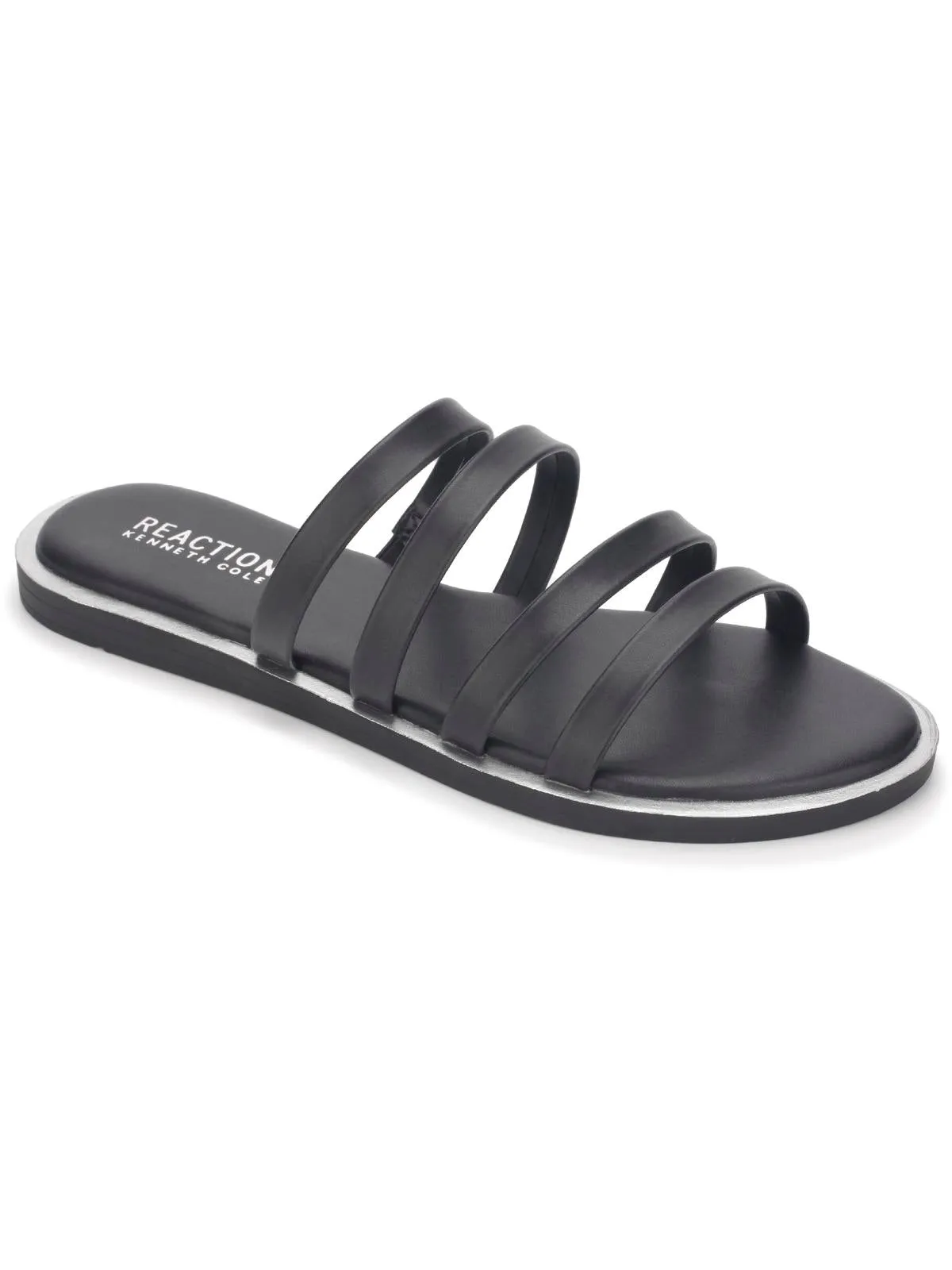 Sloan Four Band Womens Faux Leather Strappy Slide Sandals
