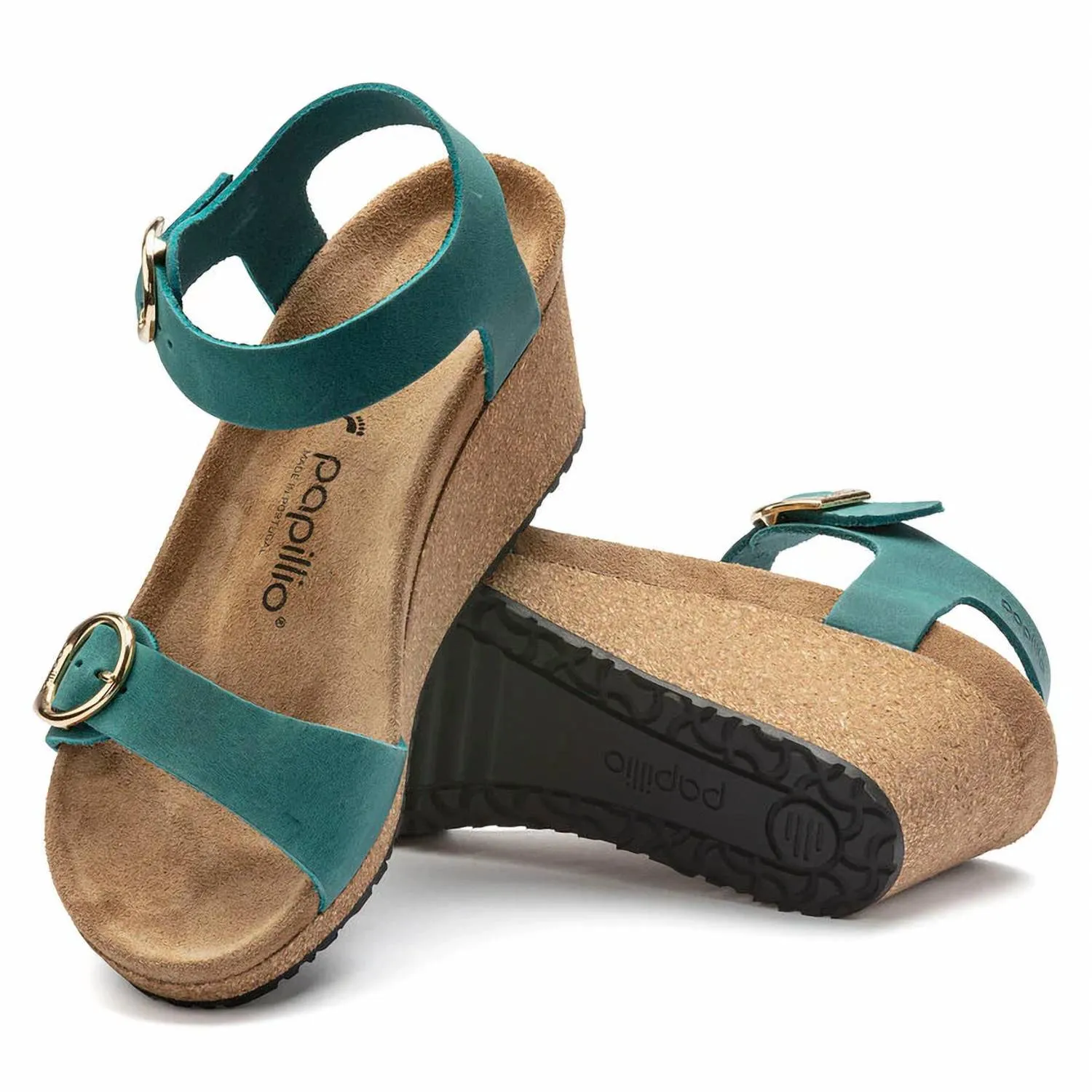 Soley Ring-Buckle Wedge Sandal In Lake Green