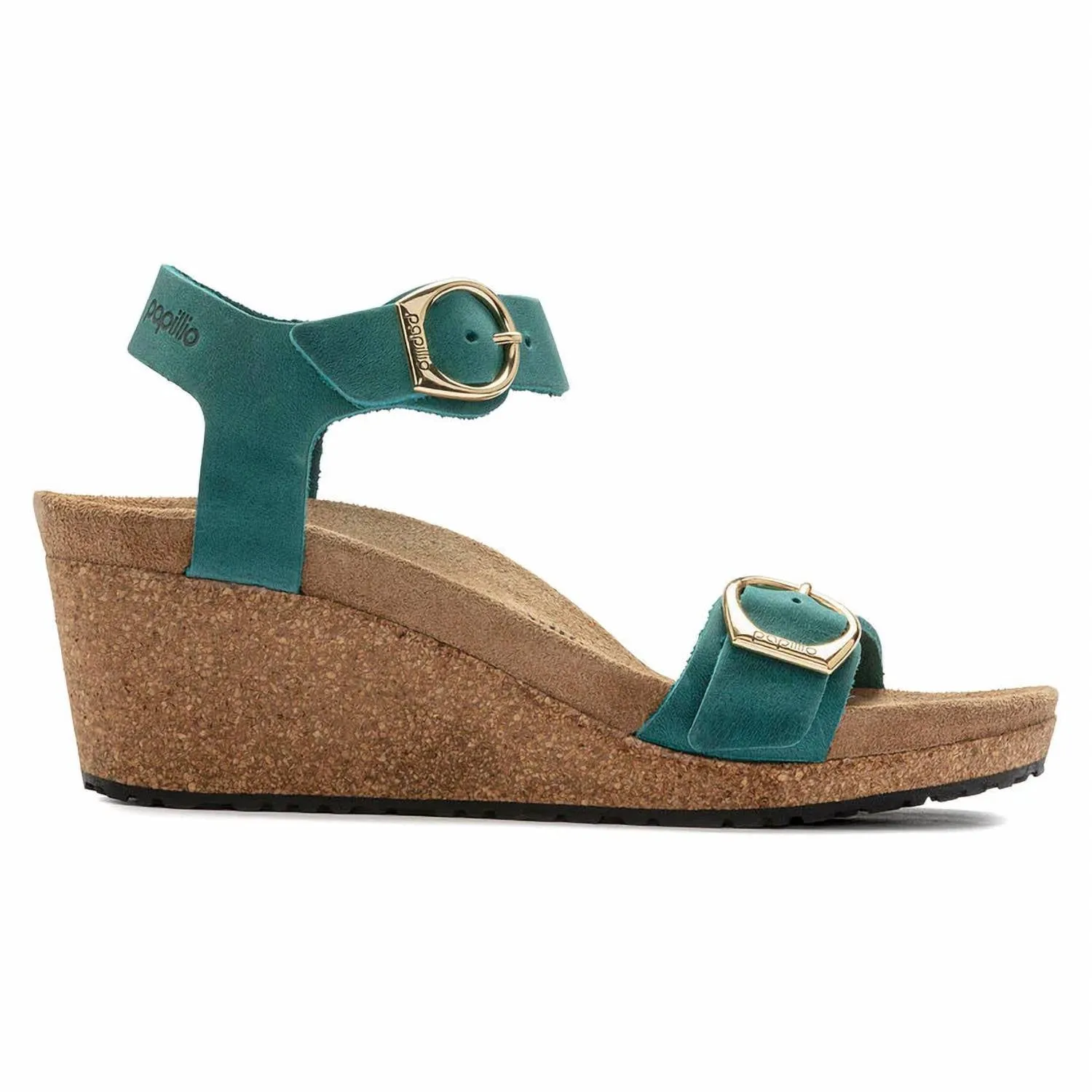 Soley Ring-Buckle Wedge Sandal In Lake Green