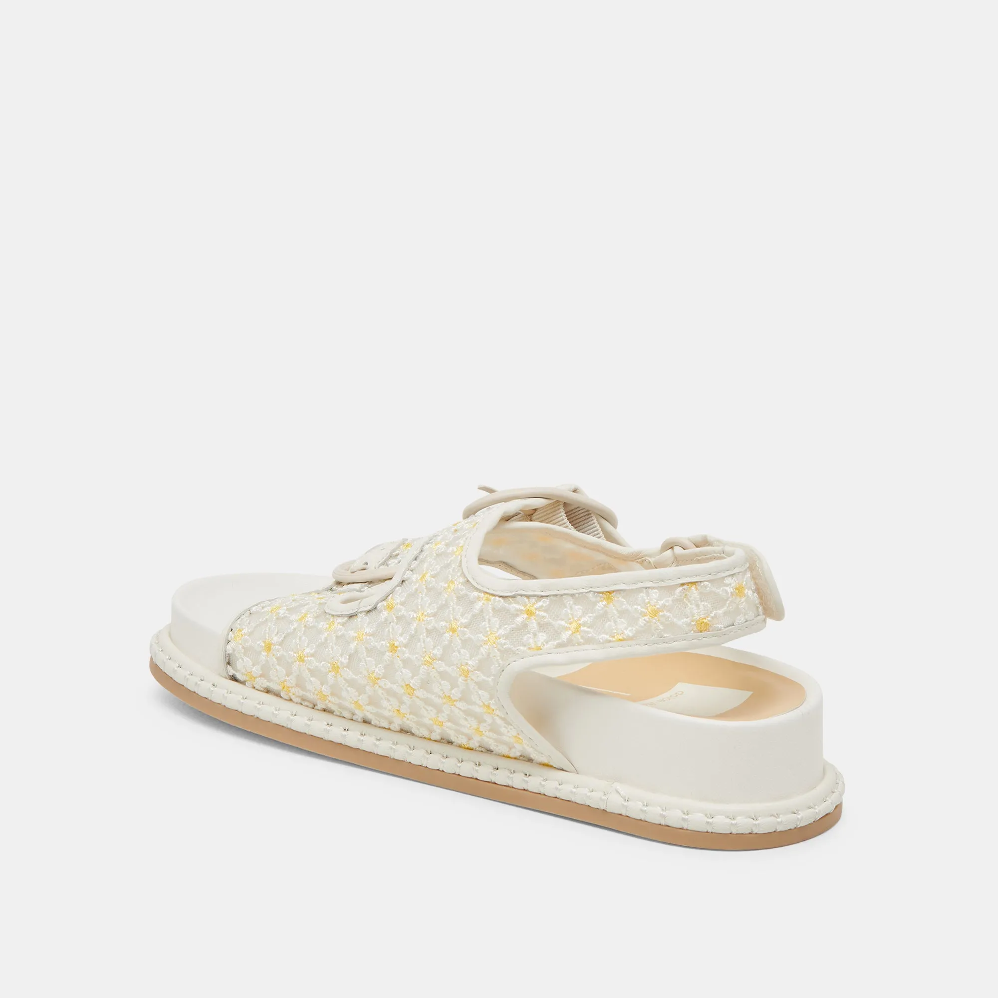 STUART FLORAL SANDALS WHITE YELLOW FLORAL MESH
