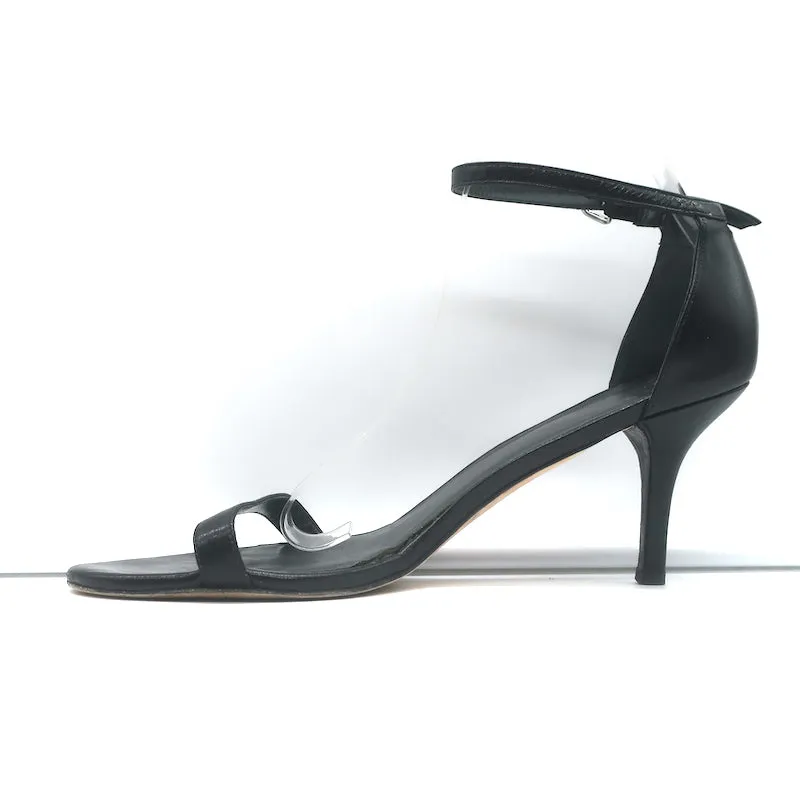 Stuart Weitzman Nudistcurve Ankle Strap Sandals Black Leather Size 10.5