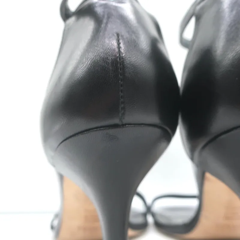 Stuart Weitzman Nudistcurve Ankle Strap Sandals Black Leather Size 10.5