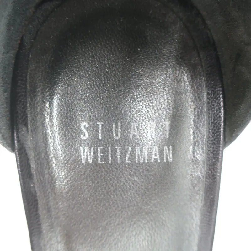 Stuart Weitzman Nudistcurve Ankle Strap Sandals Black Leather Size 10.5