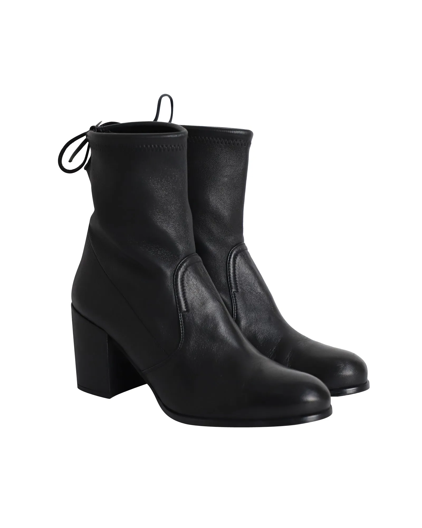 Stuart Weitzman Shorty Ankle Boots in Black Leather