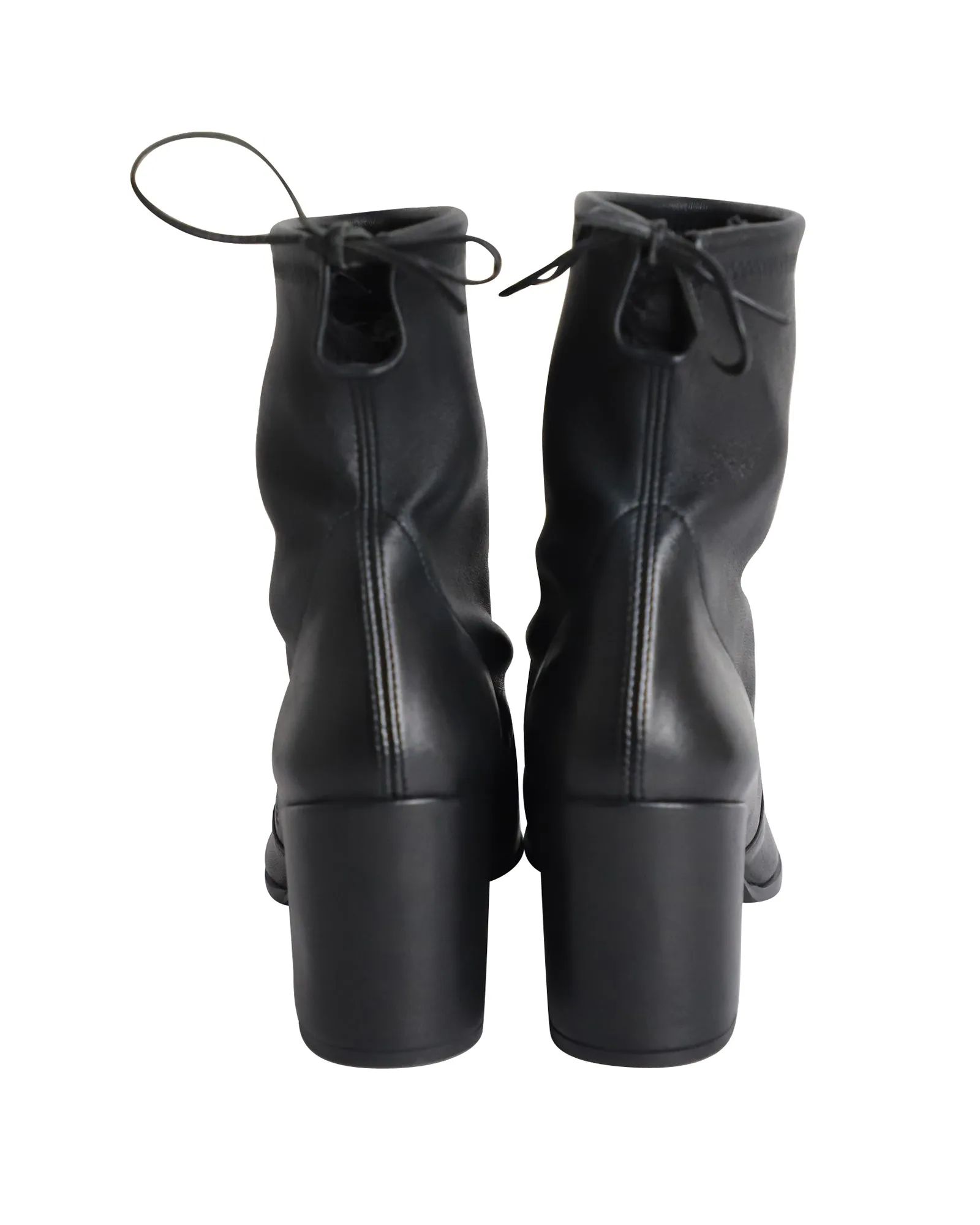 Stuart Weitzman Shorty Ankle Boots in Black Leather