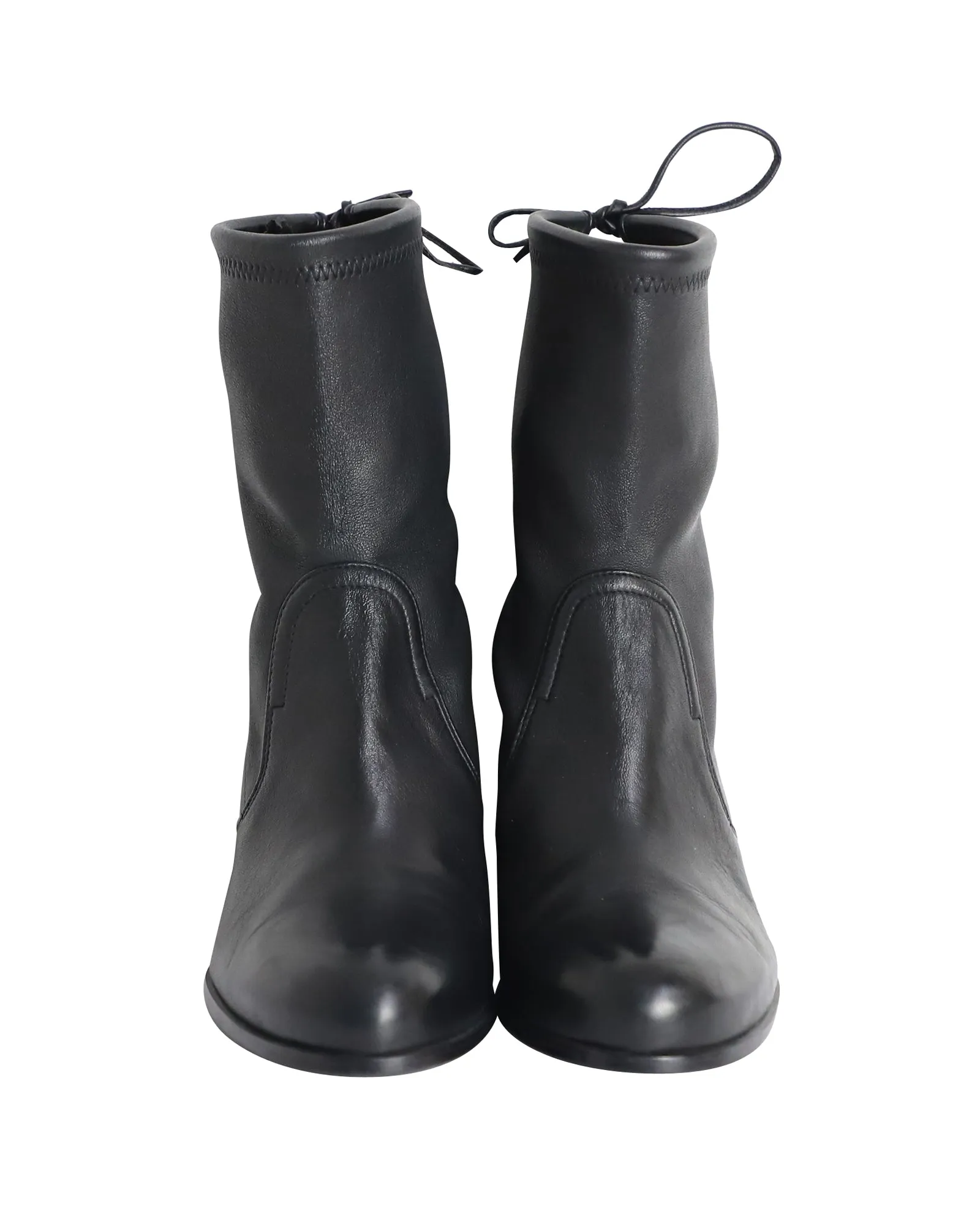 Stuart Weitzman Shorty Ankle Boots in Black Leather