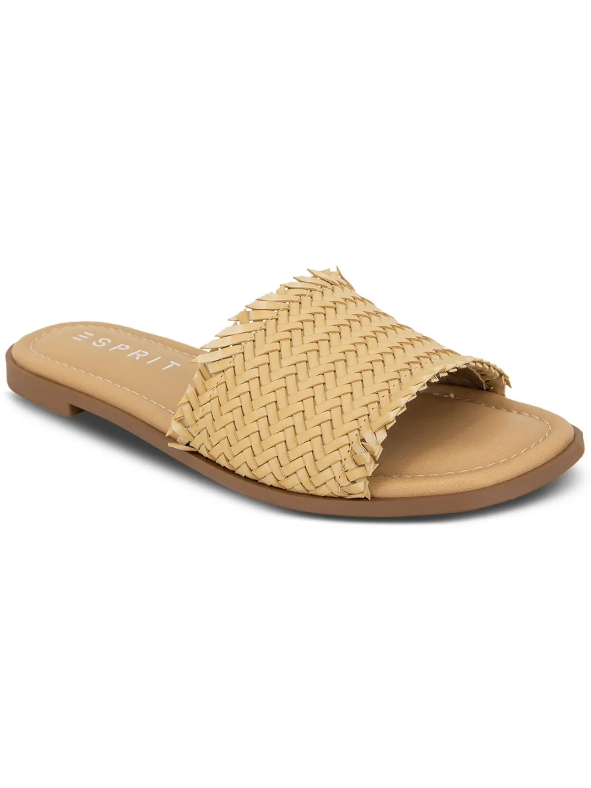 Summer Womens Woven Peep-Toe Slide Sandals