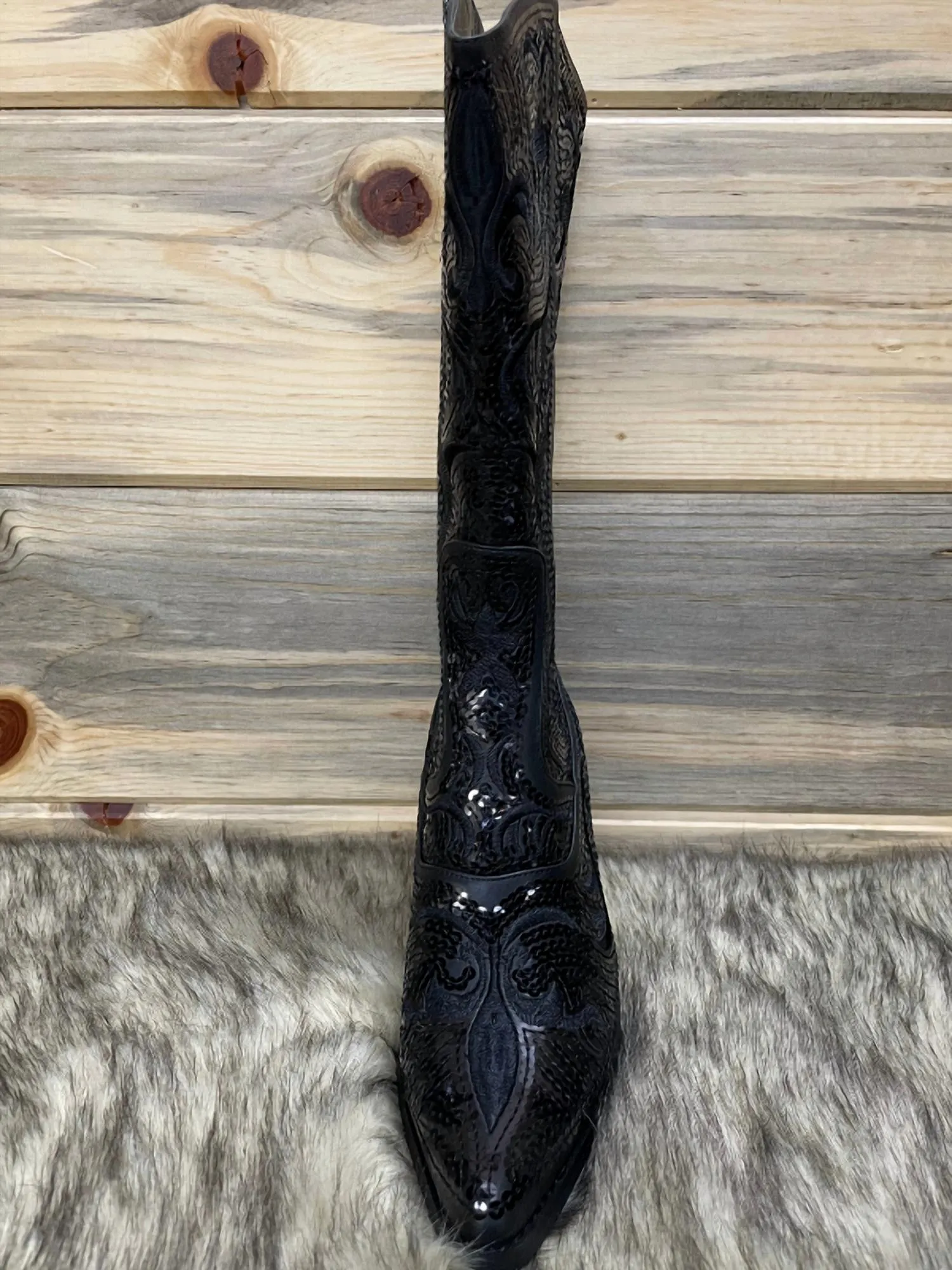 Tall Sequin Boots In Black