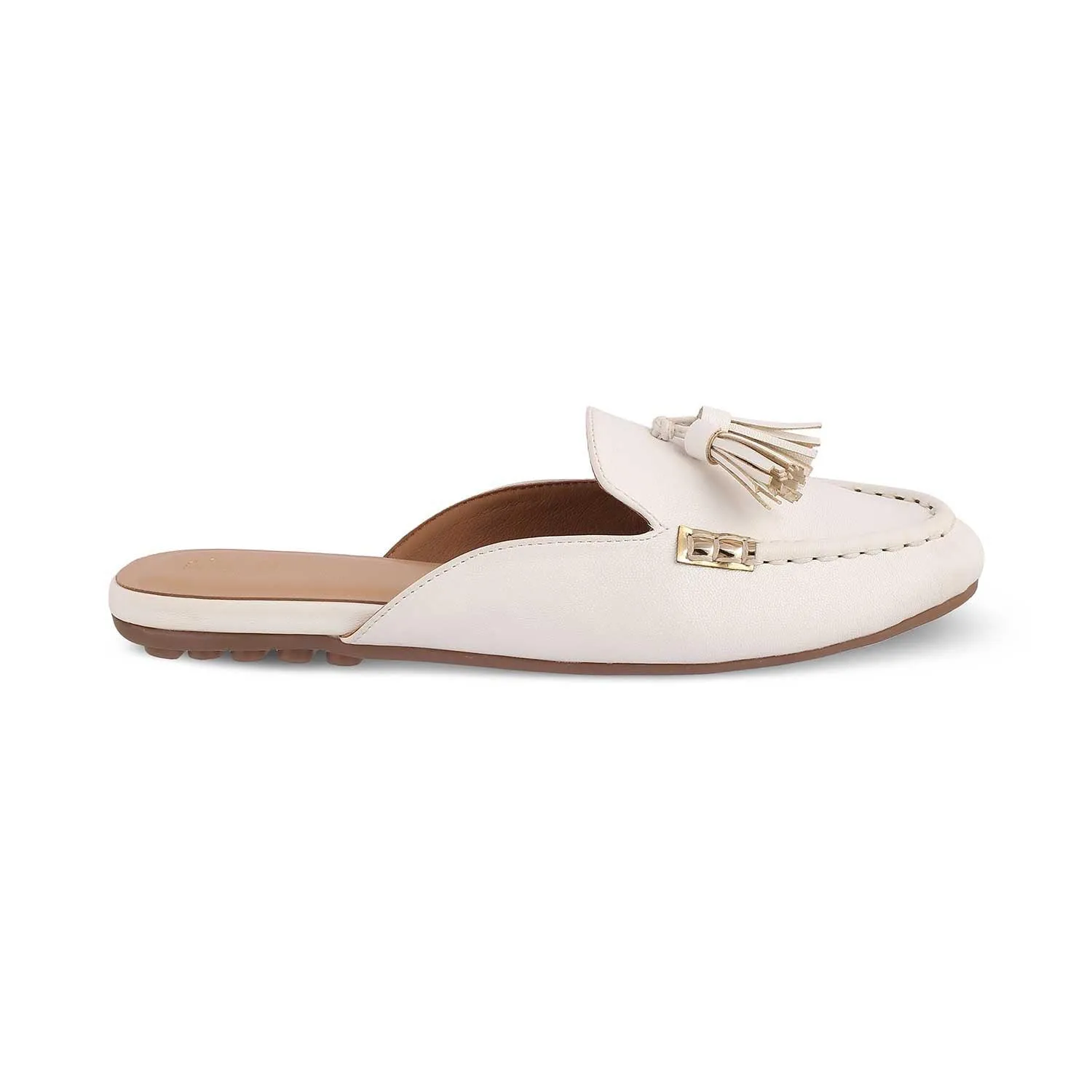 The Amassle White Women's Dress Tassel Mules Tresmode