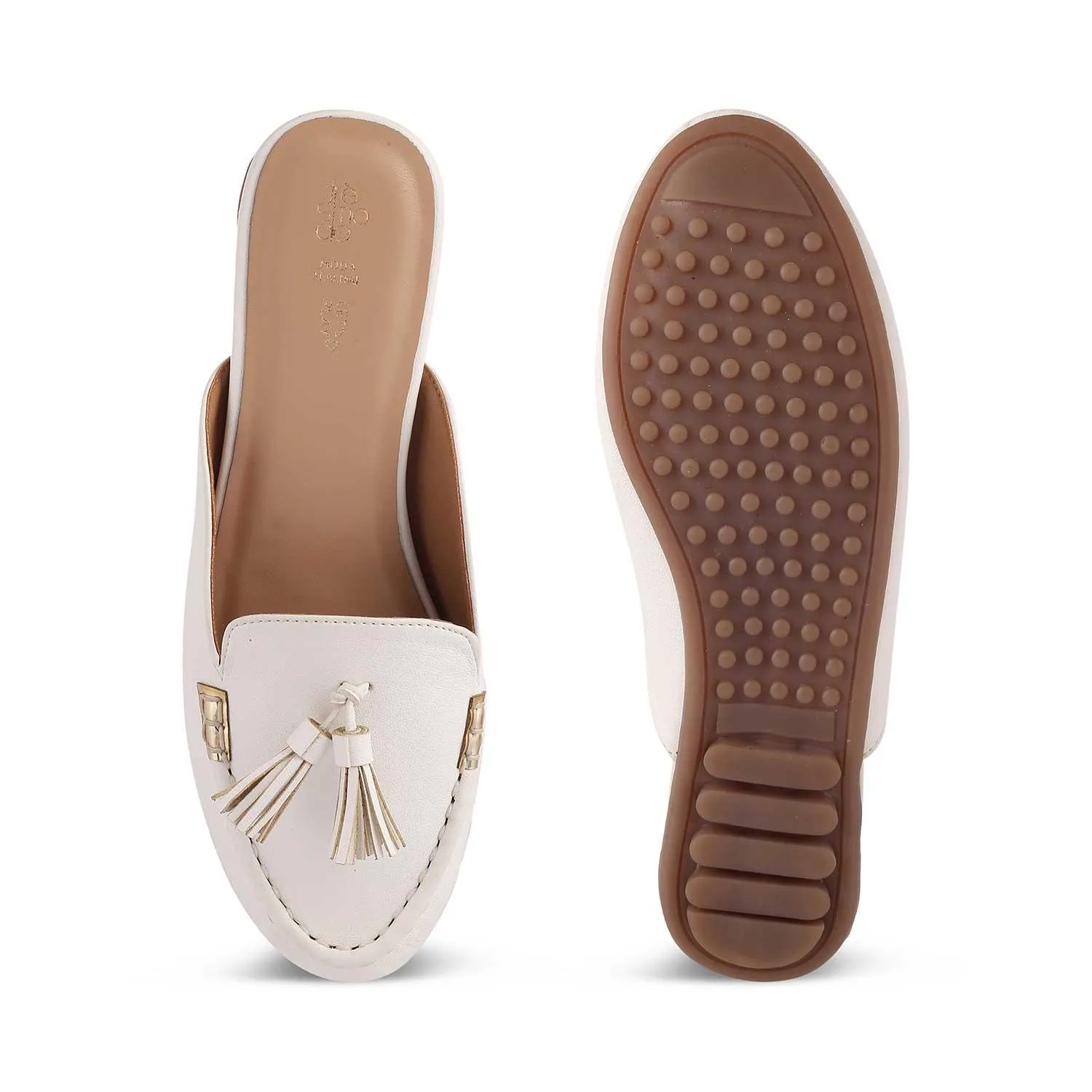 The Amassle White Women's Dress Tassel Mules Tresmode