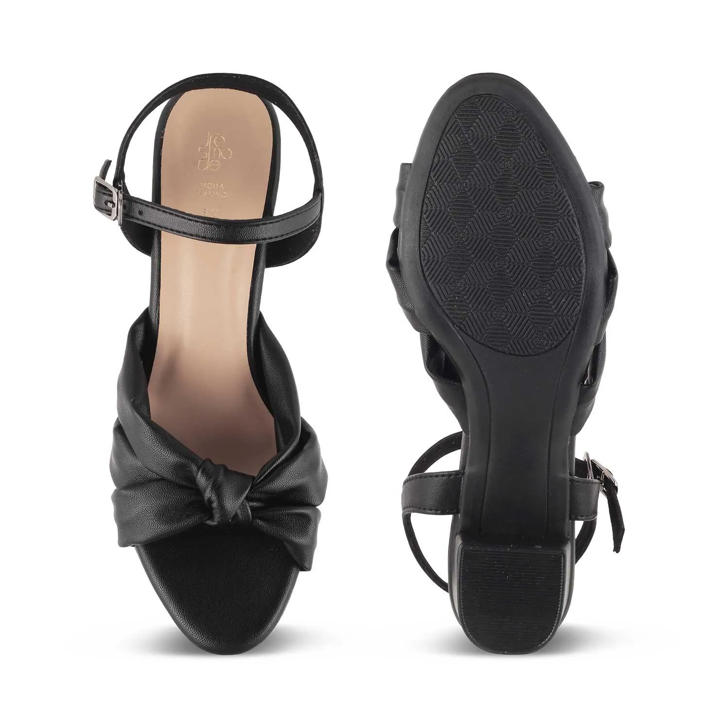 The Boem TMM-7 Black Women's Dress Block Heel Sandals Tresmode