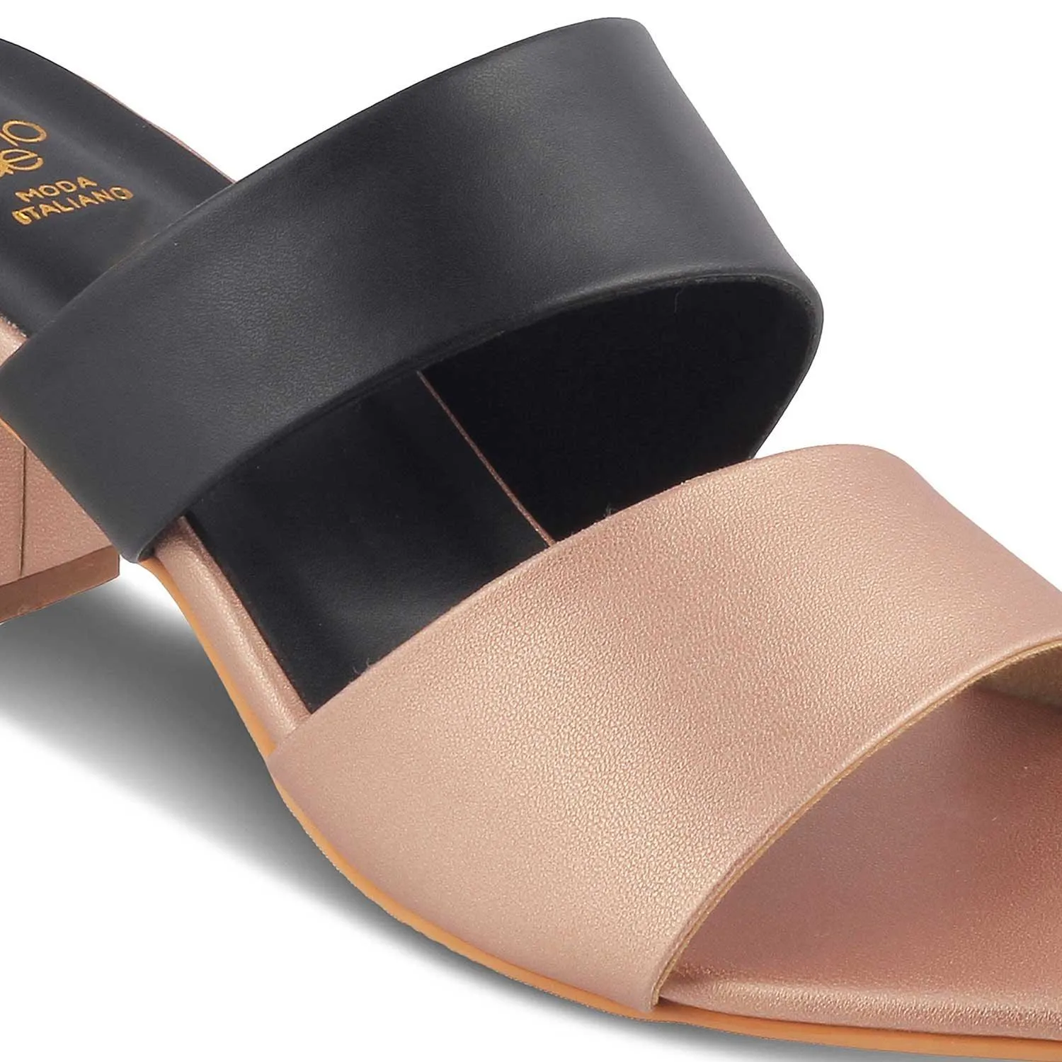 The Satania Champagne Women's Dress Block Heel Sandals Tresmode