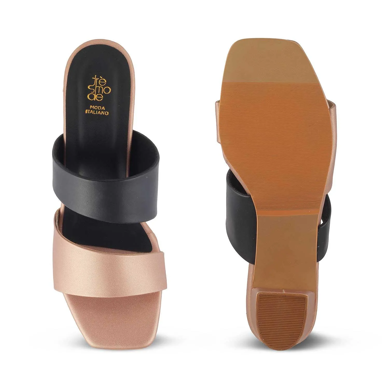 The Satania Champagne Women's Dress Block Heel Sandals Tresmode