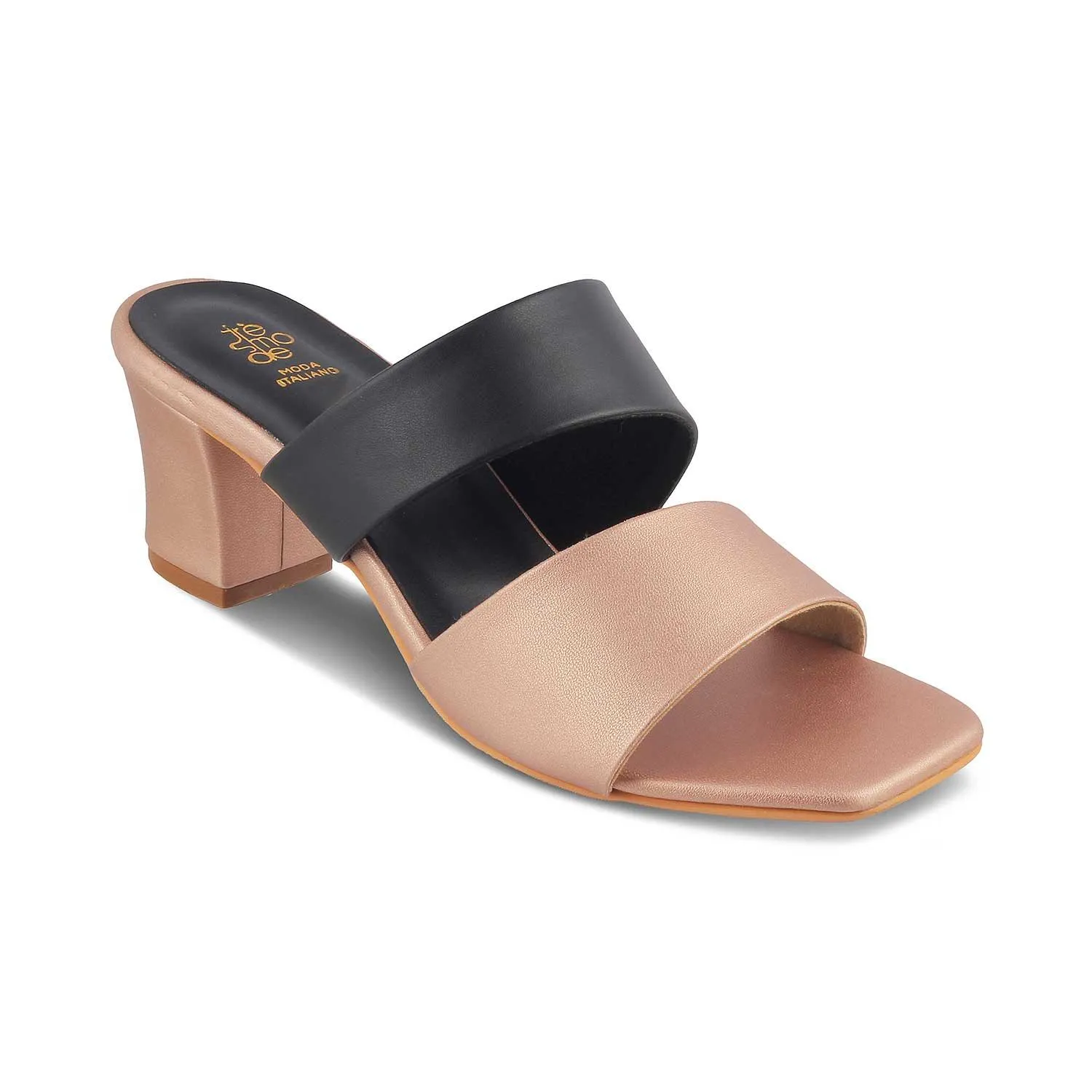 The Satania Champagne Women's Dress Block Heel Sandals Tresmode