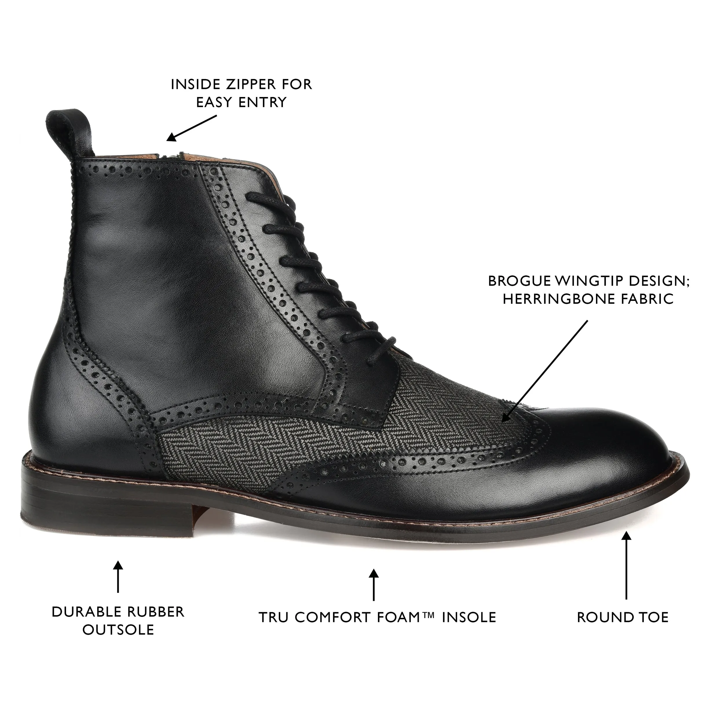Thomas & Vine Jarett Wide Width Wingtip Ankle Boot