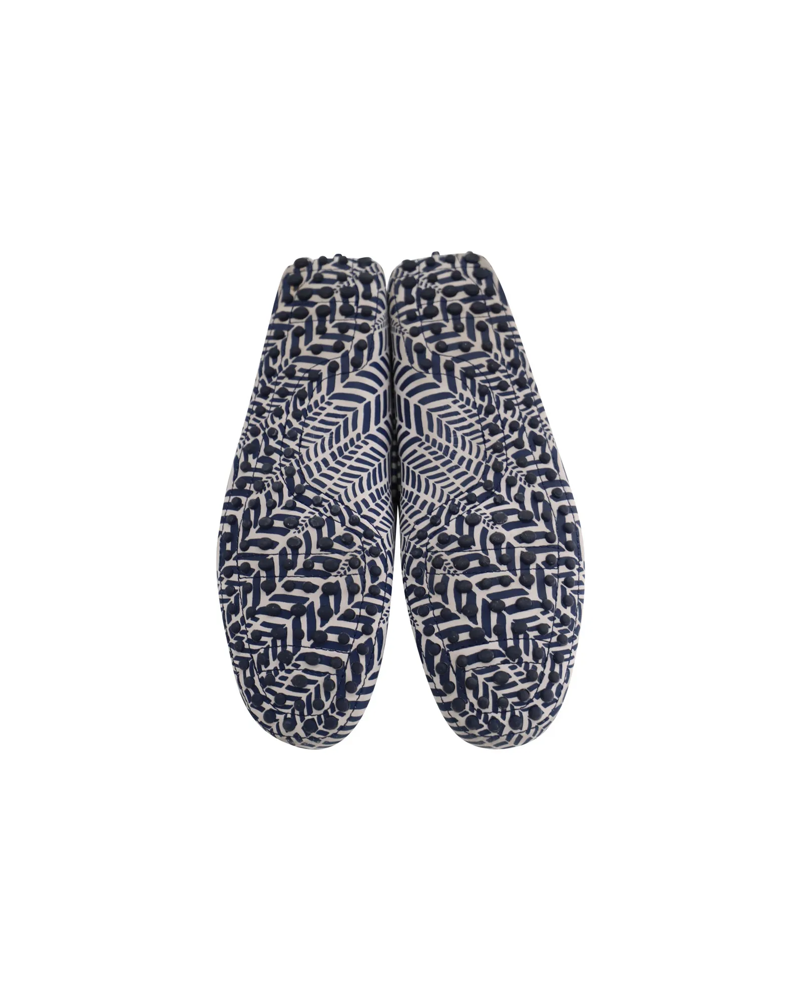 Tod's Geometric Print Driving Loafers in Blue and White Leather