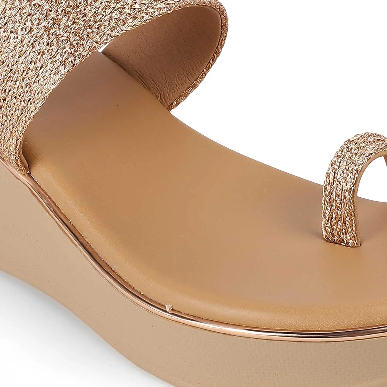 Tresmode Adriana Champagne Women's Dress Wedge Sandals