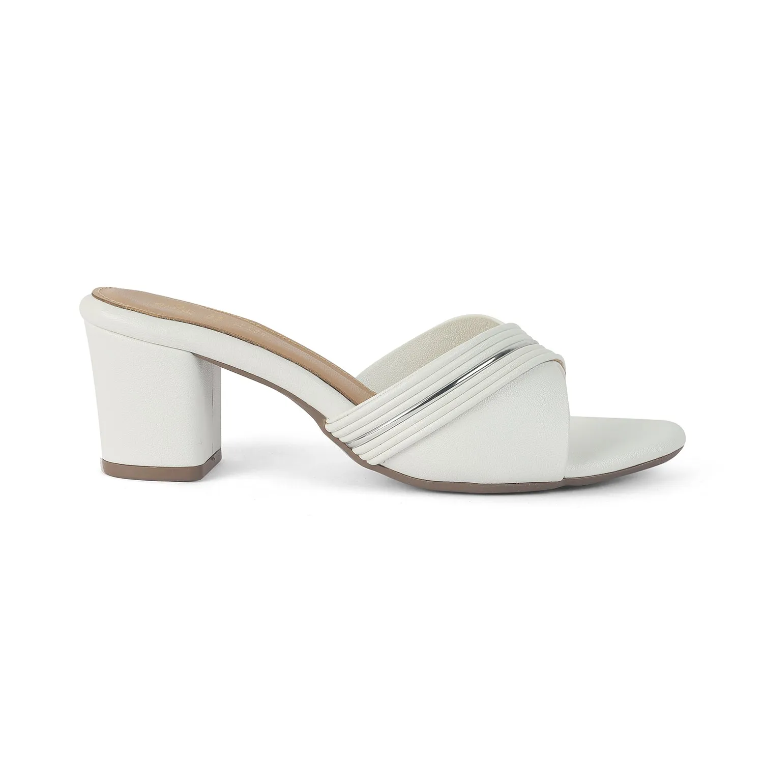 Tresmode Driv White Women's Dress Block Heel Sandals