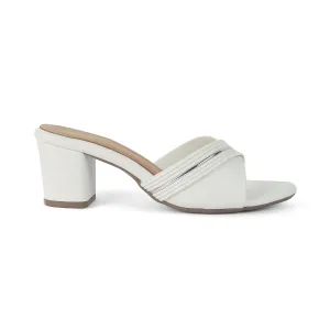 Tresmode Driv White Women's Dress Block Heel Sandals