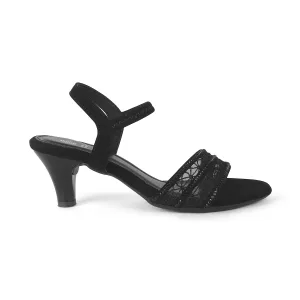 Tresmode Glitz Black Women's Dress Heel Sandals