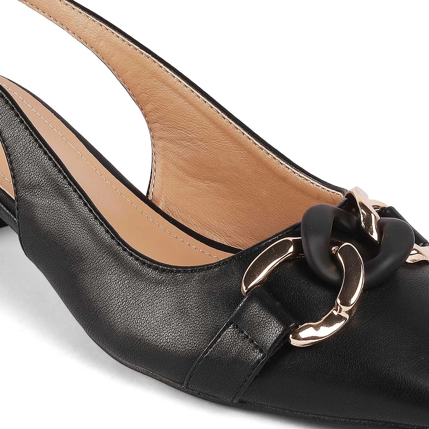 Tresmode Lovee Black Women's Dress Block Heel Slingback Pumps