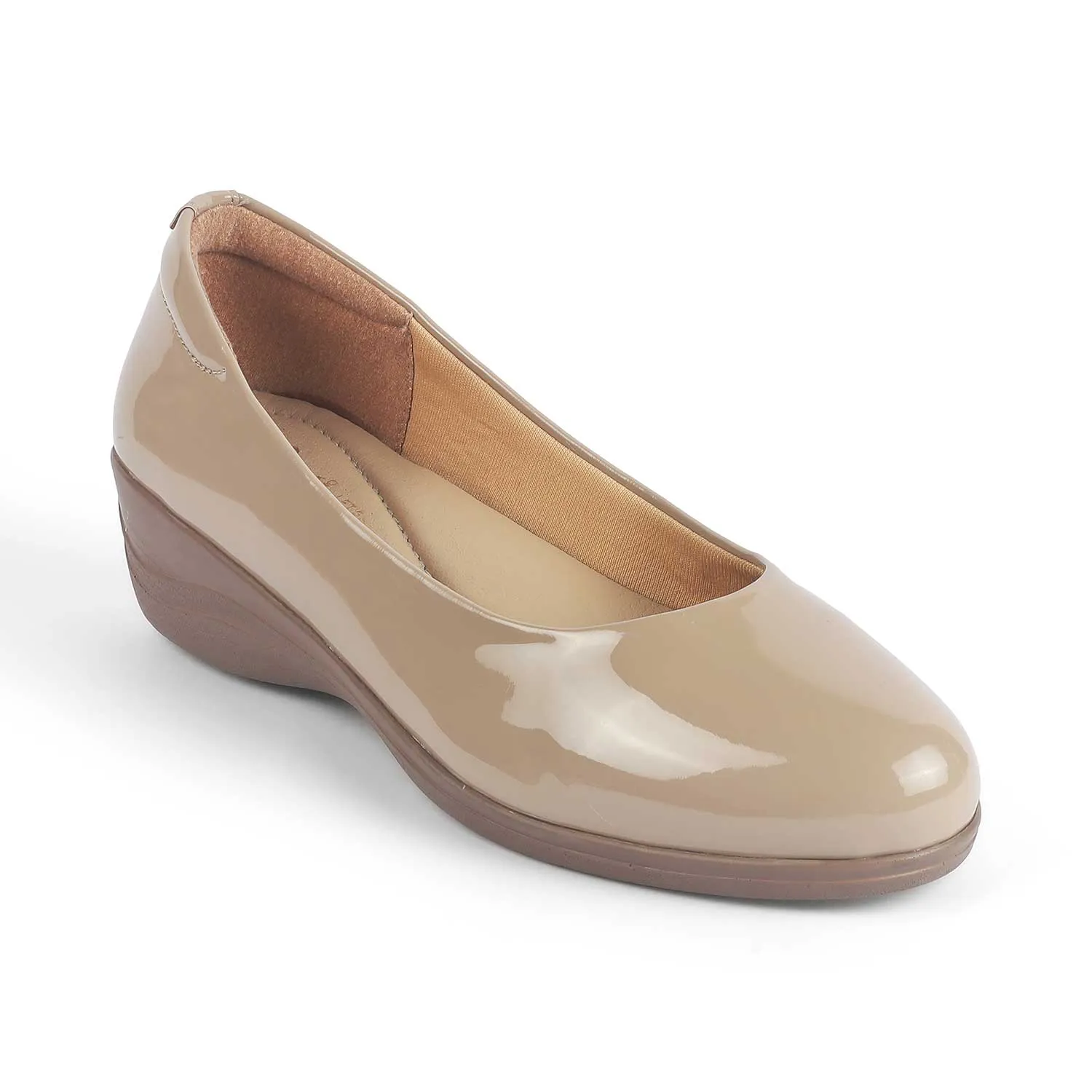 Tresmode Meshine Beige Women's Dress Wedge Ballerinas