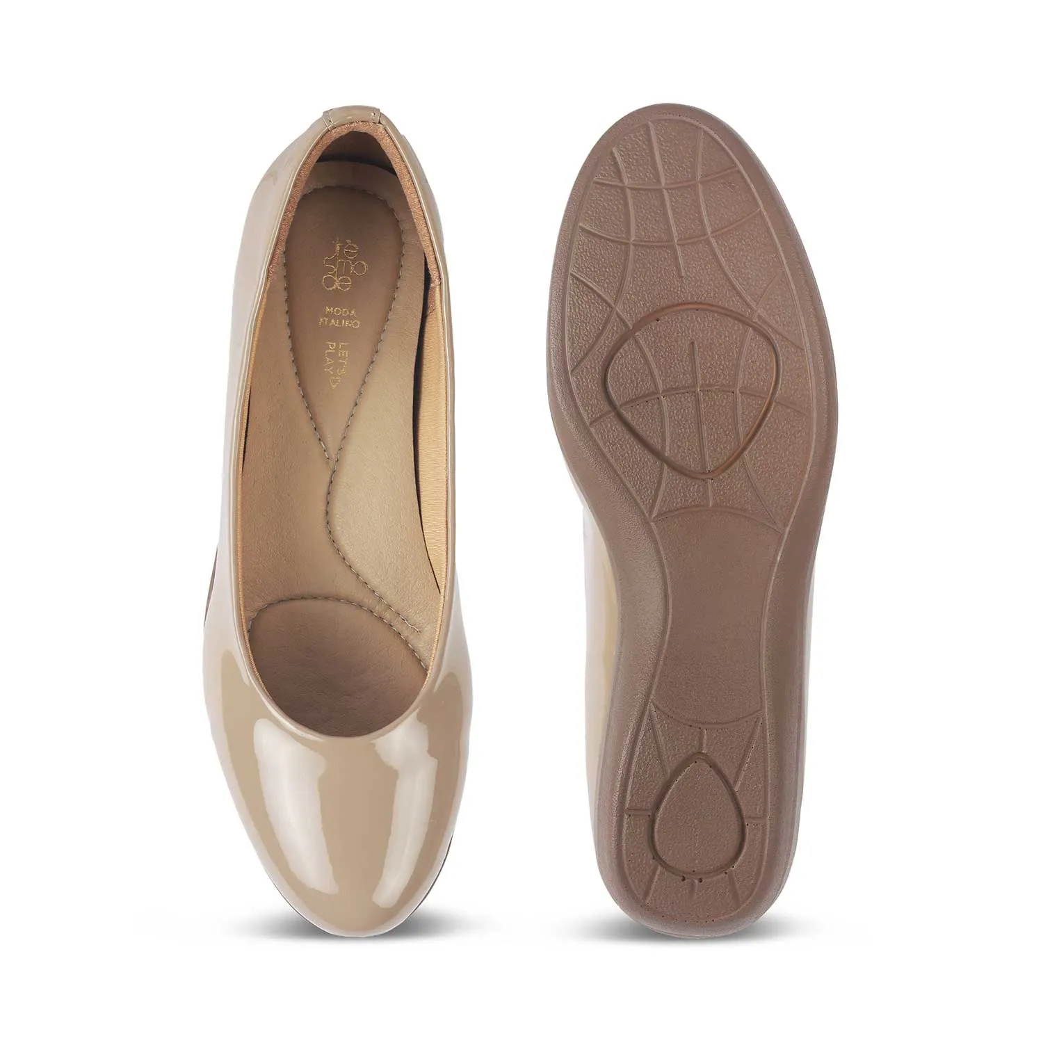 Tresmode Meshine Beige Women's Dress Wedge Ballerinas