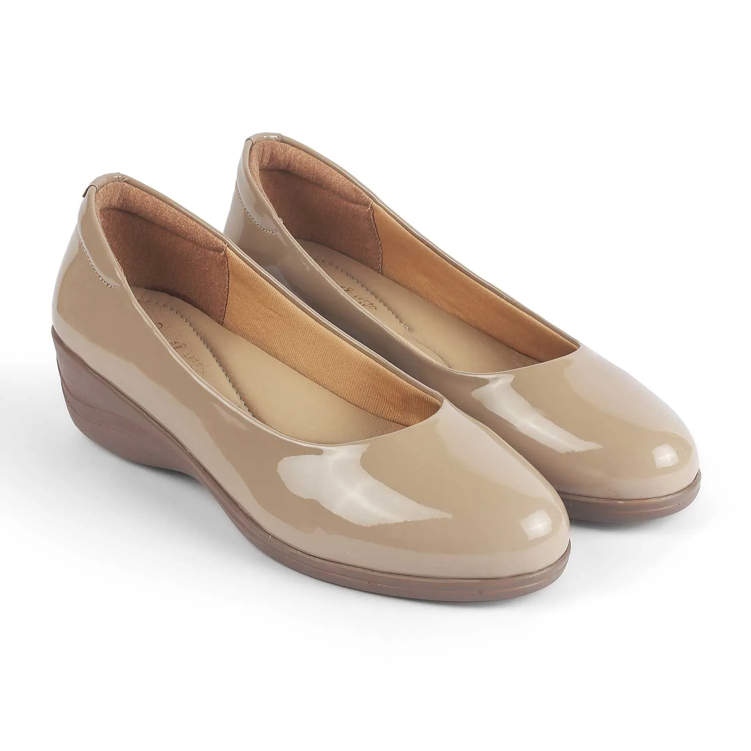 Tresmode Meshine Beige Women's Dress Wedge Ballerinas