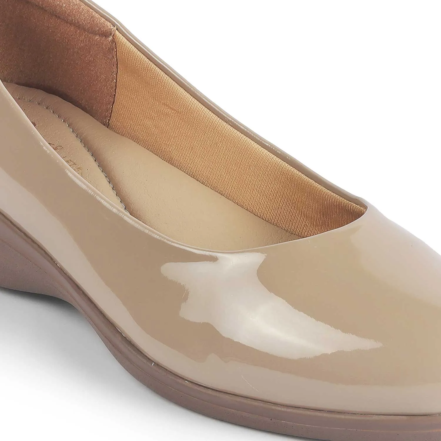 Tresmode Meshine Beige Women's Dress Wedge Ballerinas