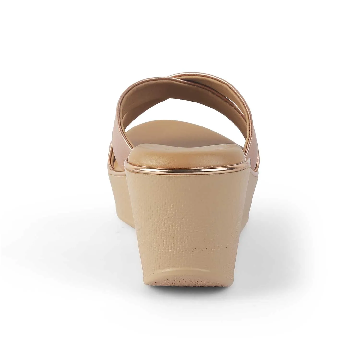 Tresmode Metsav Champagne Women's Dress Wedge Sandals
