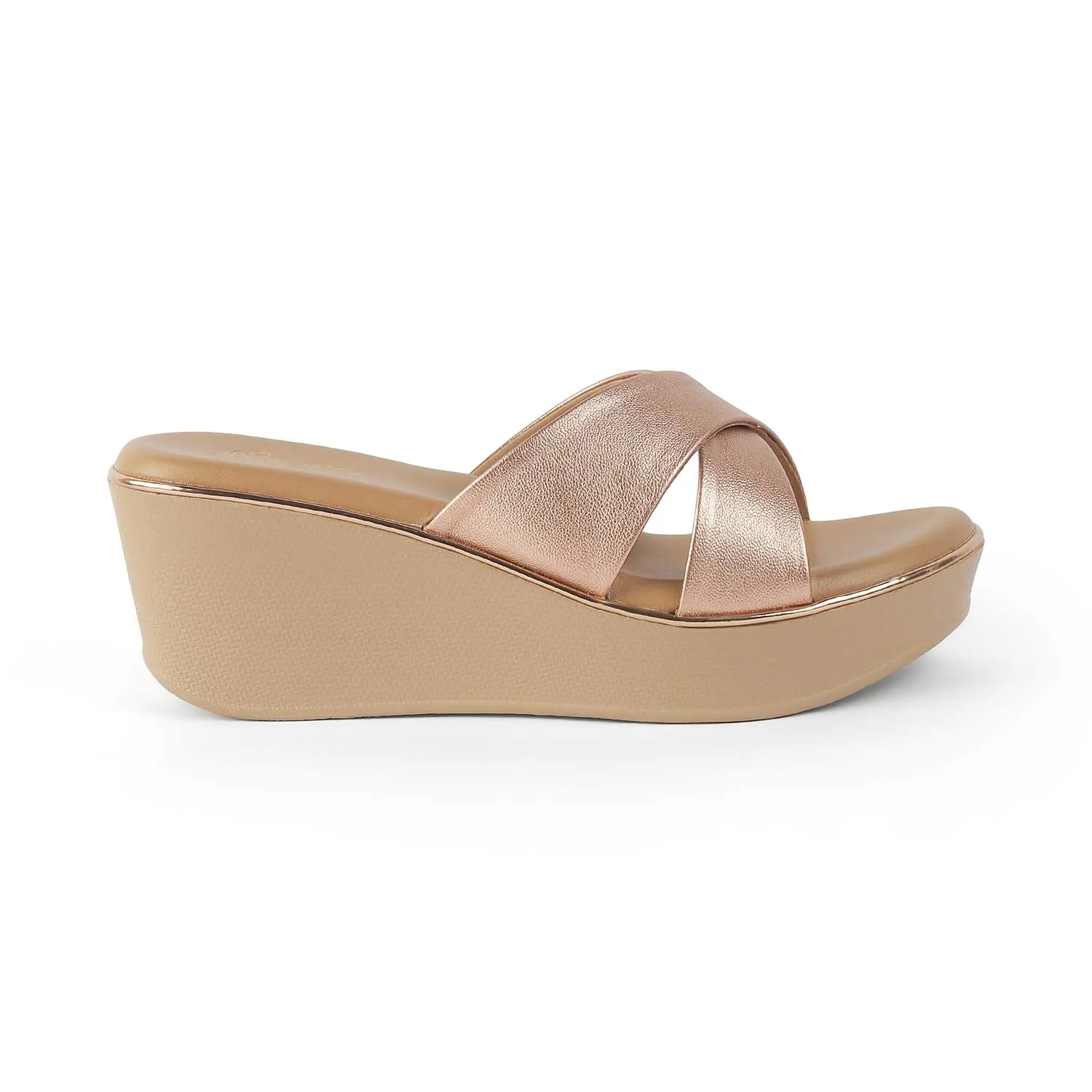 Tresmode Metsav Champagne Women's Dress Wedge Sandals