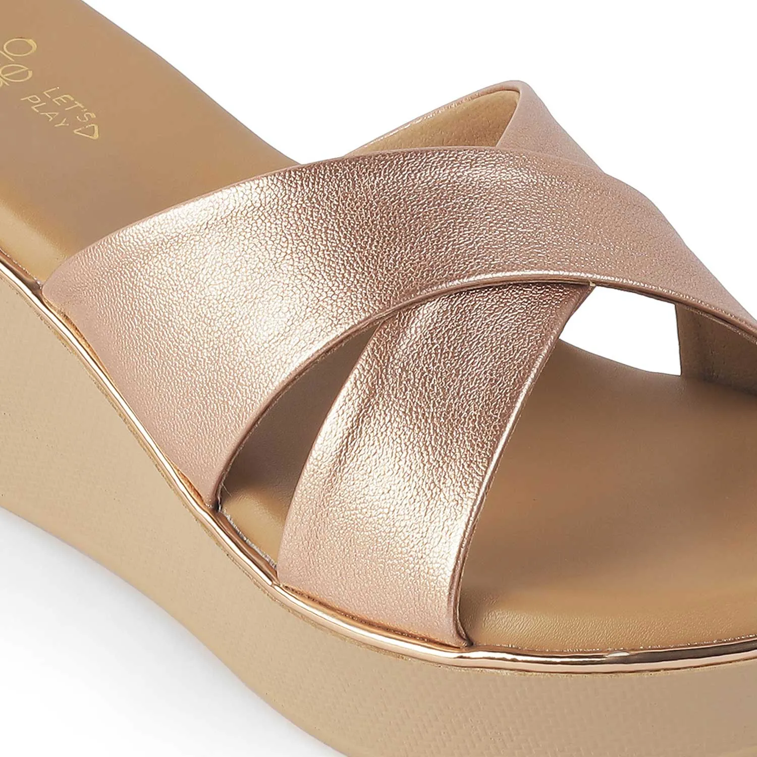 Tresmode Metsav Champagne Women's Dress Wedge Sandals